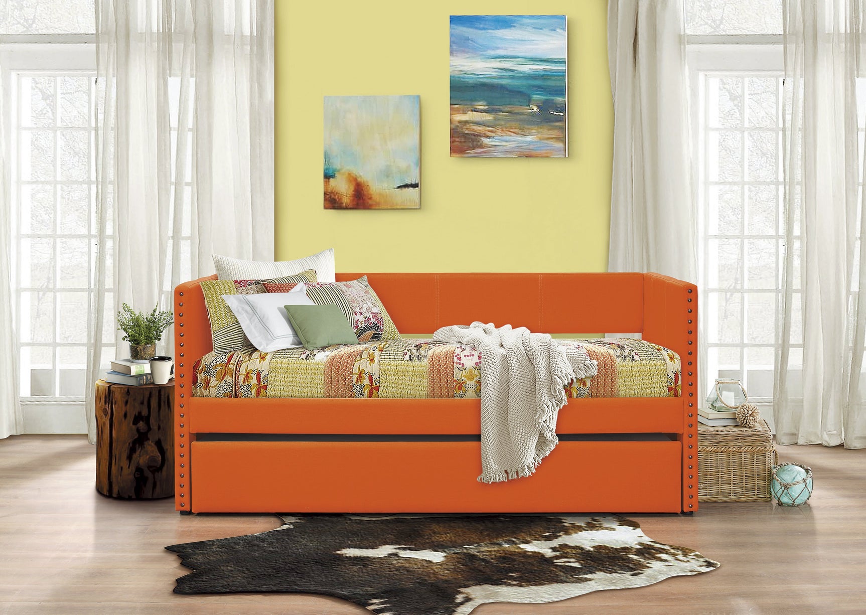Therese Orange Daybed with Trundle - Ornate Home