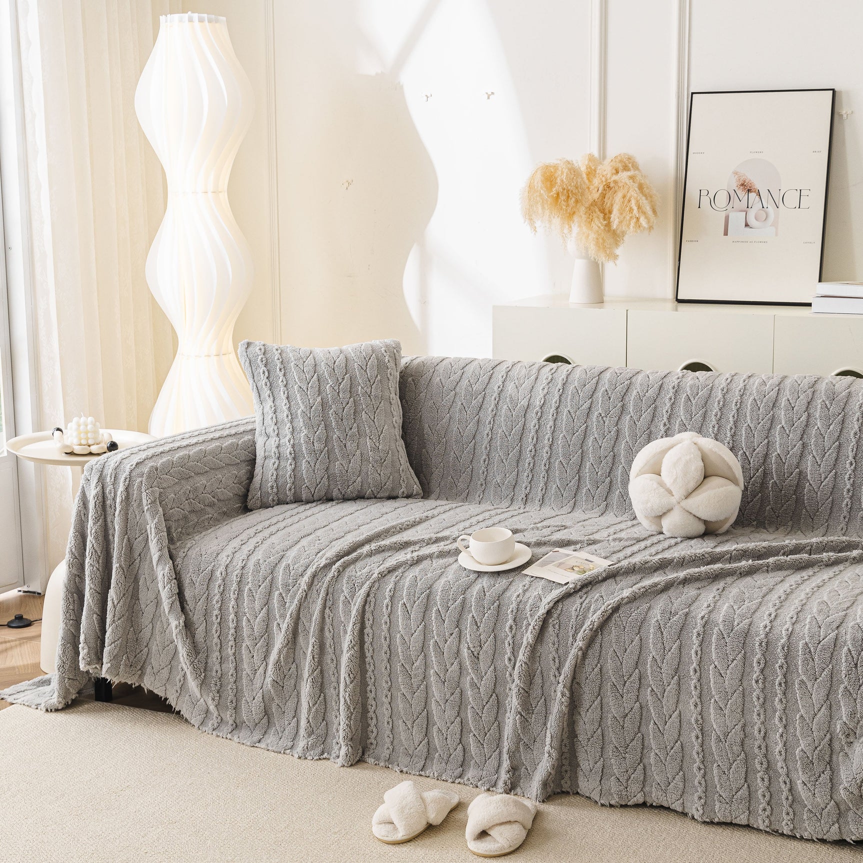 Thick Cozy 3D Cable Sofa Throw Cover, Plush Jacquard Warm Fleece Throw Blanket - Ornate Home