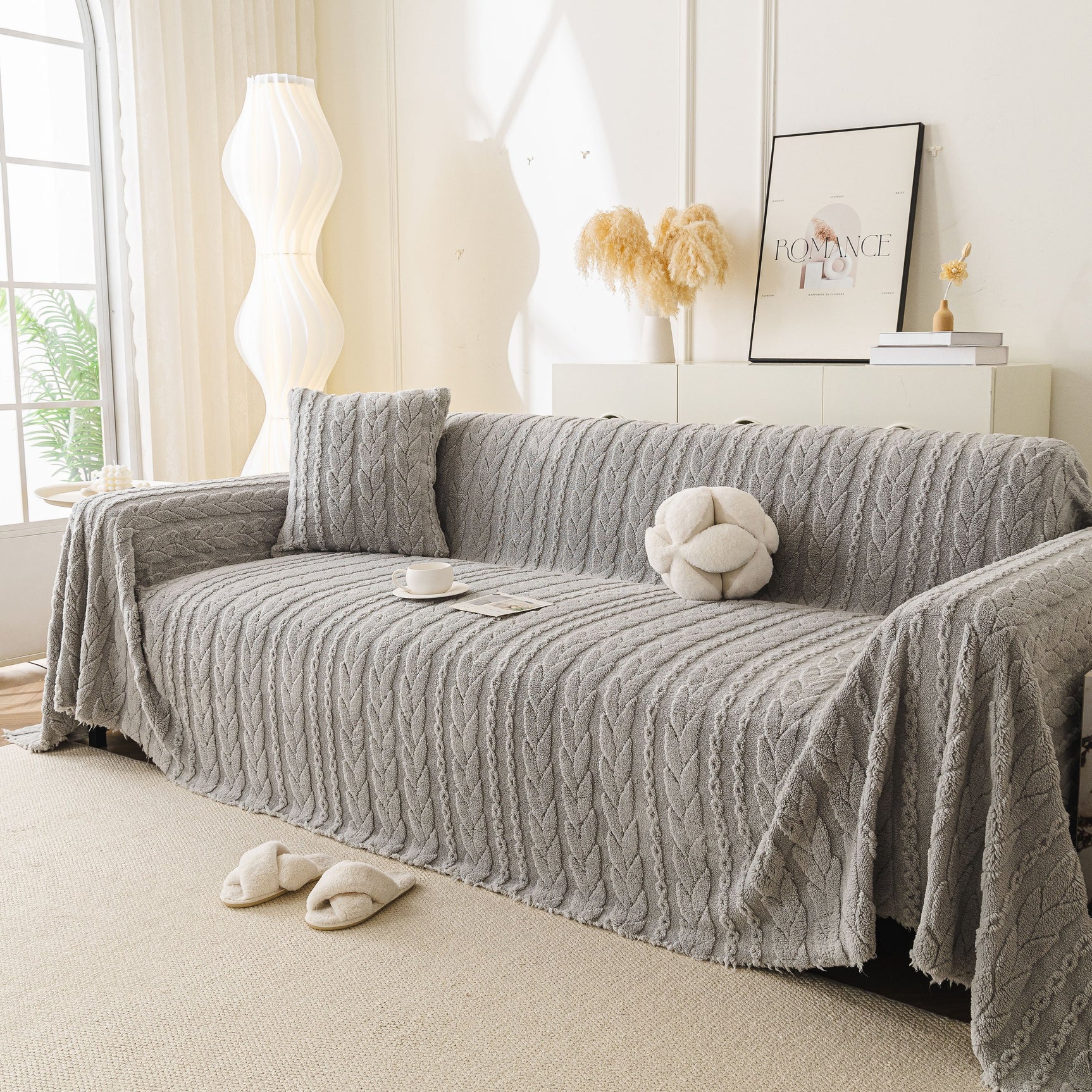 Thick Cozy 3D Cable Sofa Throw Cover, Plush Jacquard Warm Fleece Throw Blanket - Ornate Home
