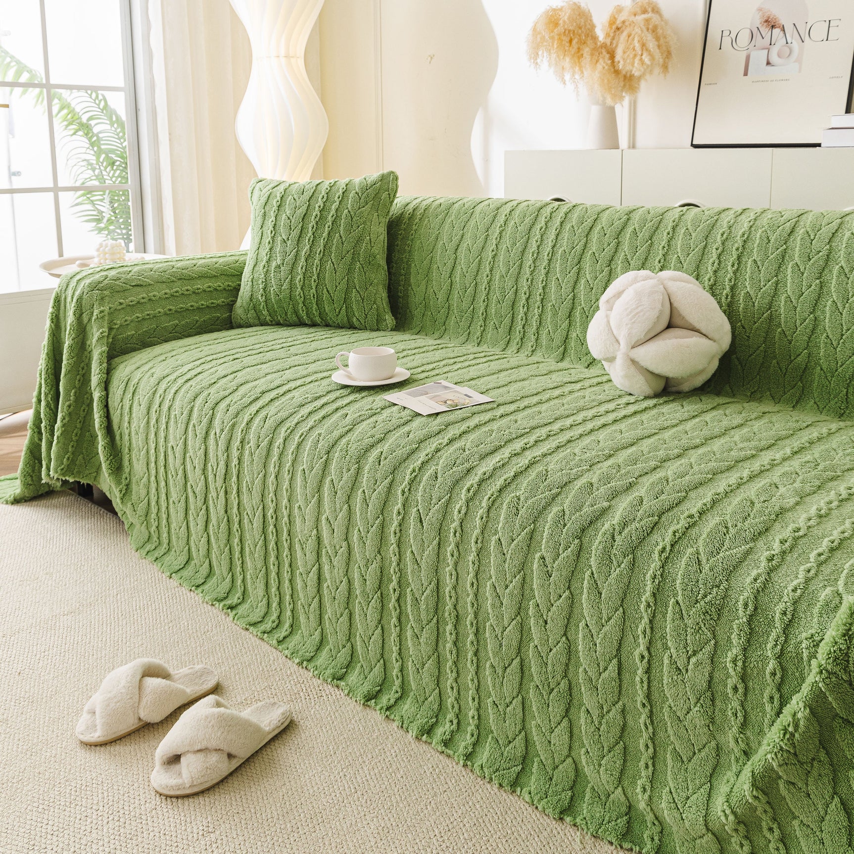 Thick Cozy 3D Cable Sofa Throw Cover, Plush Jacquard Warm Fleece Throw Blanket - Ornate Home