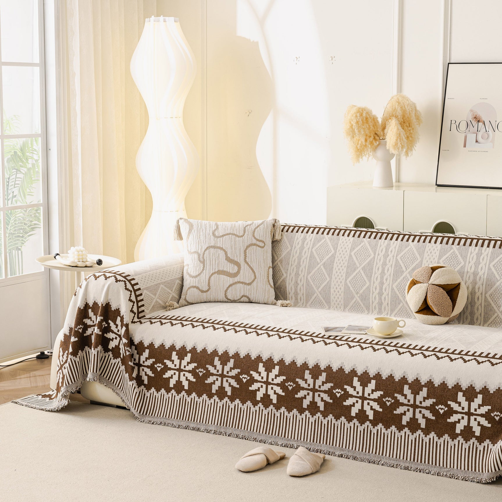 Thick Jacquard Couch Cover for Sectional Sofas, Cozy Washable Sofa Cover Throw Blanket - Ornate Home