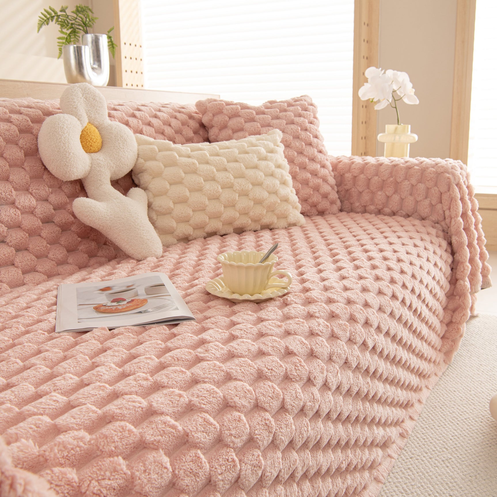 Thick Plush Faux Fur Couch Cover Blanket Warm Fuzzy Blanket Couch Protector for Winter - Ornate Home