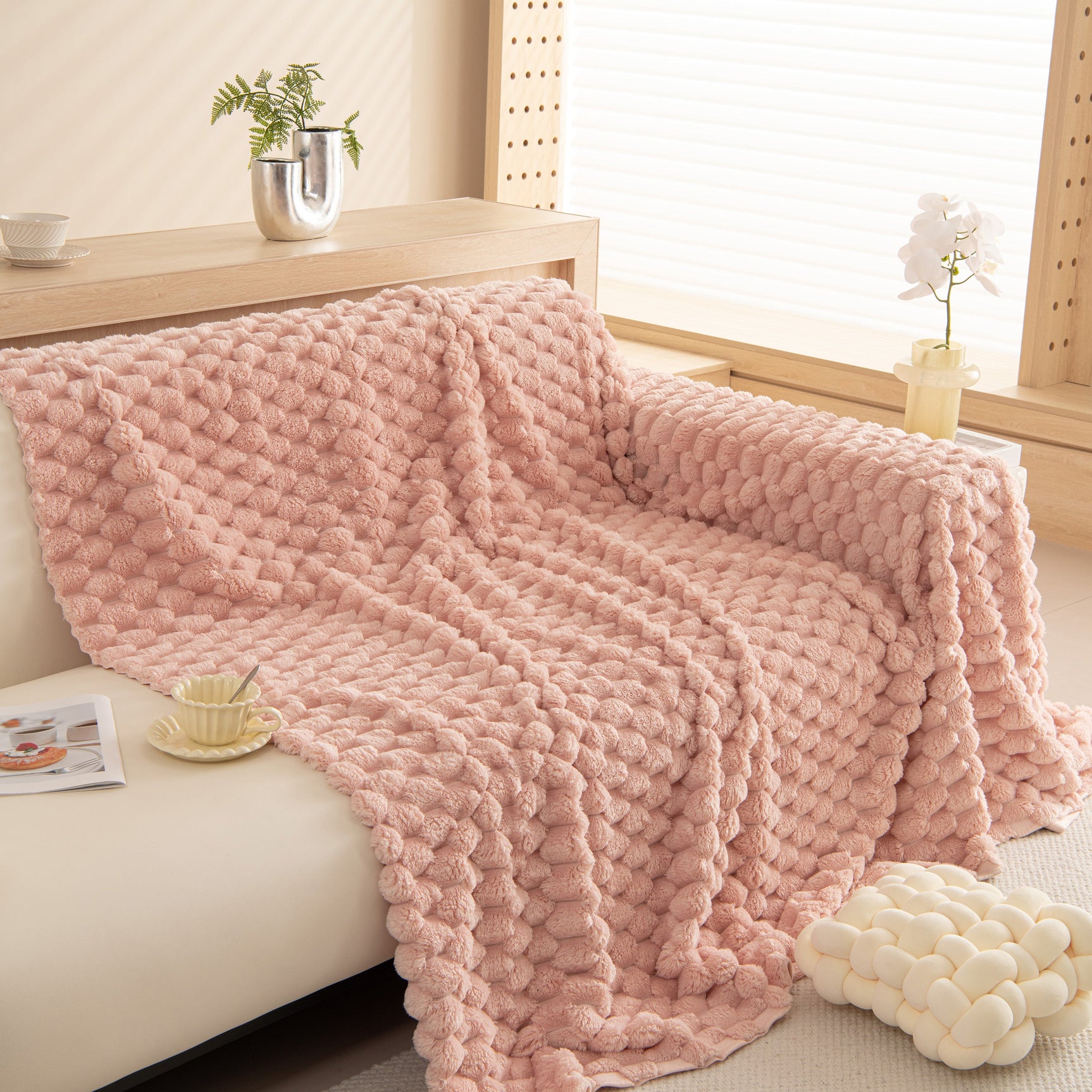 Thick Plush Faux Fur Couch Cover Blanket Warm Fuzzy Blanket Couch Protector for Winter - Ornate Home