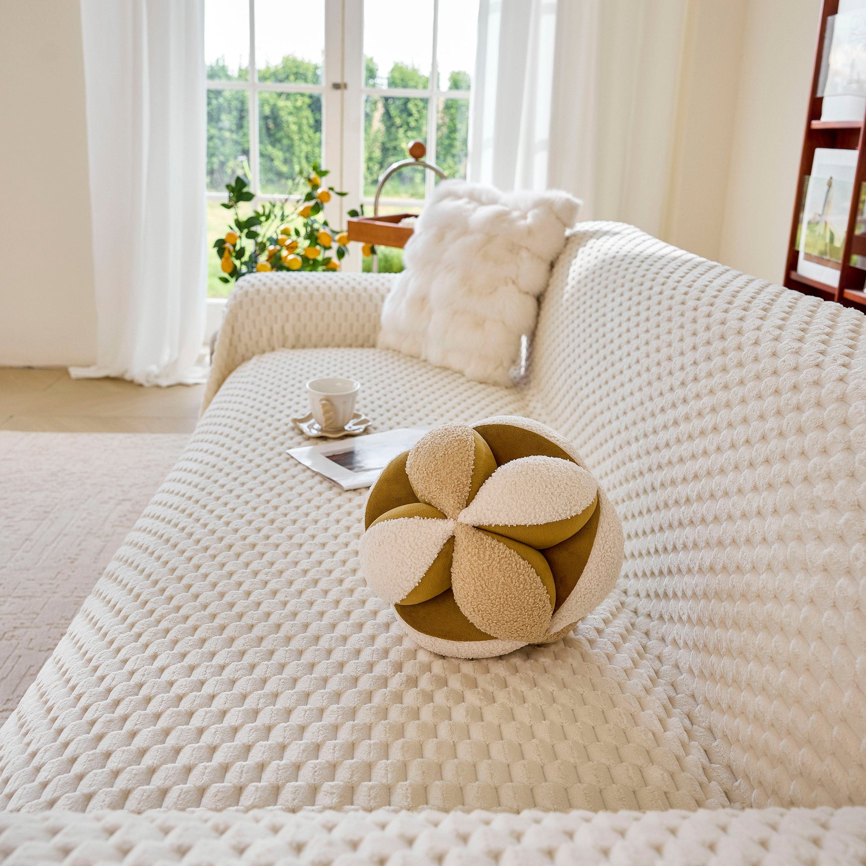 Thick Plush Non-Slip Sofa Throw Cover, Warm Soft Faux Fur Couch Protector for Winter - Ornate Home