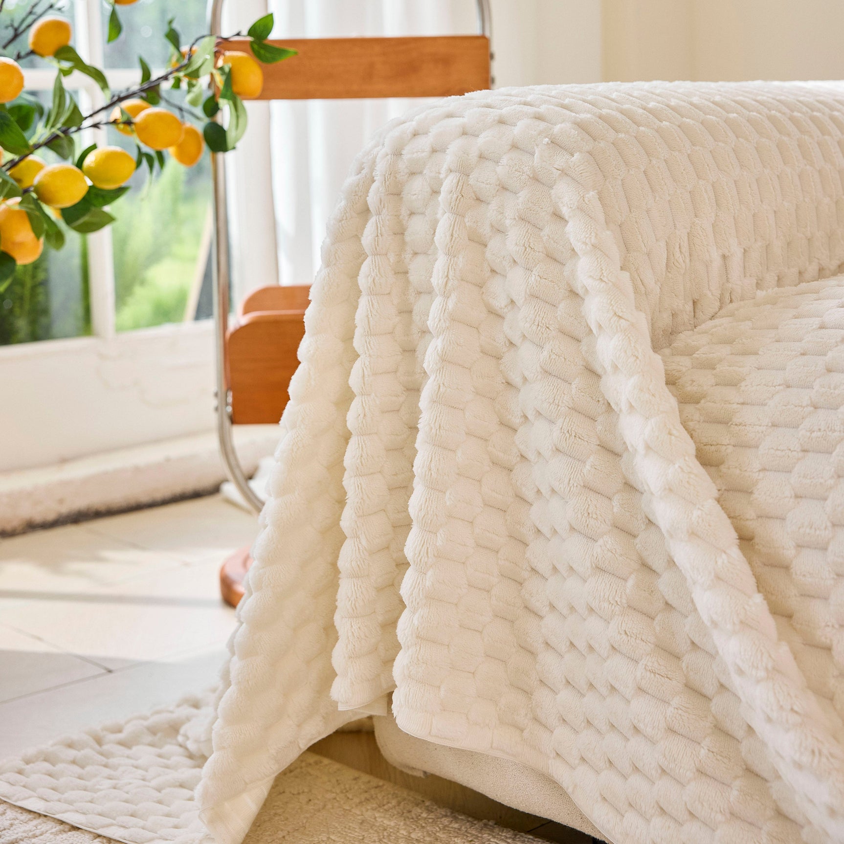 Thick Plush Non-Slip Sofa Throw Cover, Warm Soft Faux Fur Couch Protector for Winter - Ornate Home