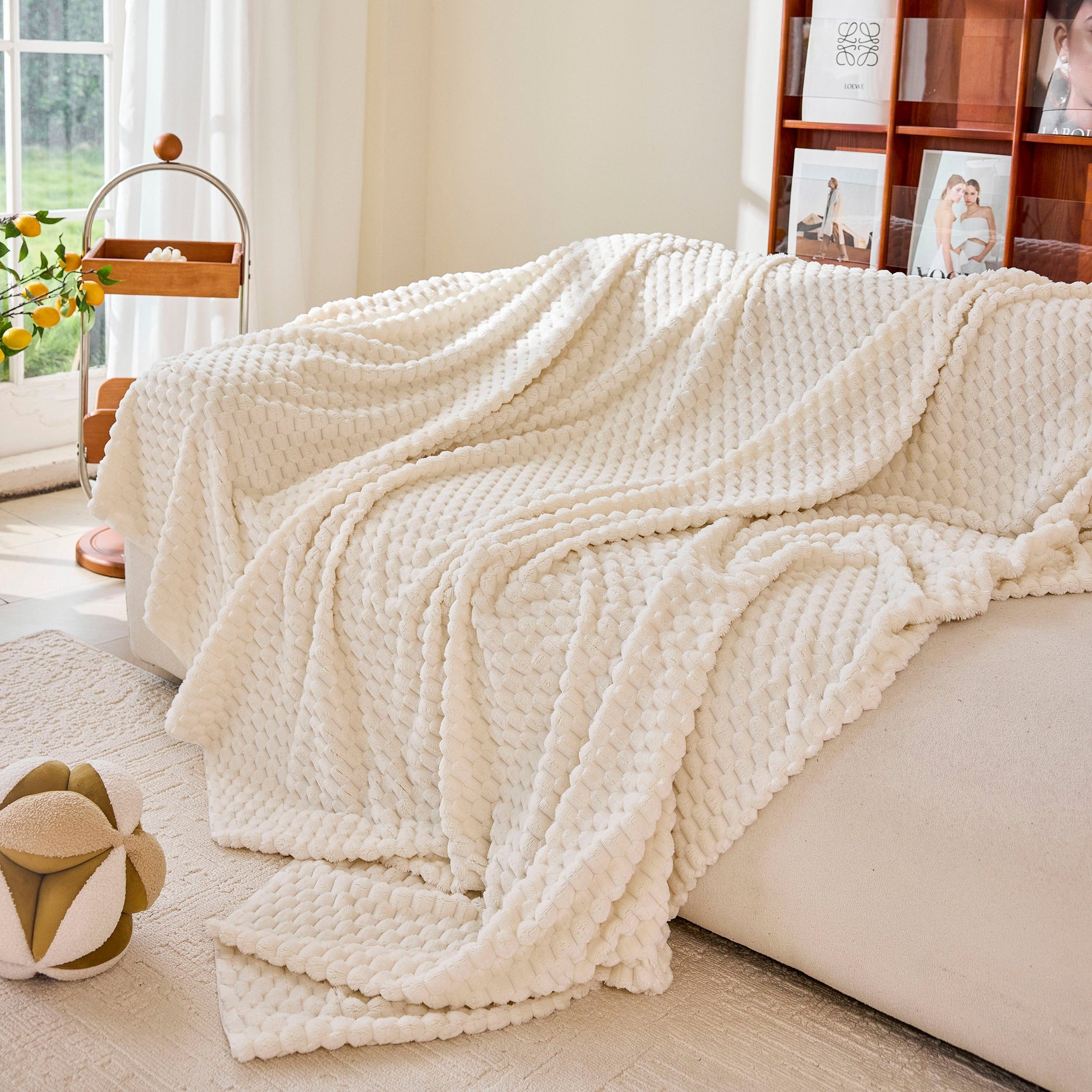 Thick Plush Non-Slip Sofa Throw Cover, Warm Soft Faux Fur Couch Protector for Winter - Ornate Home