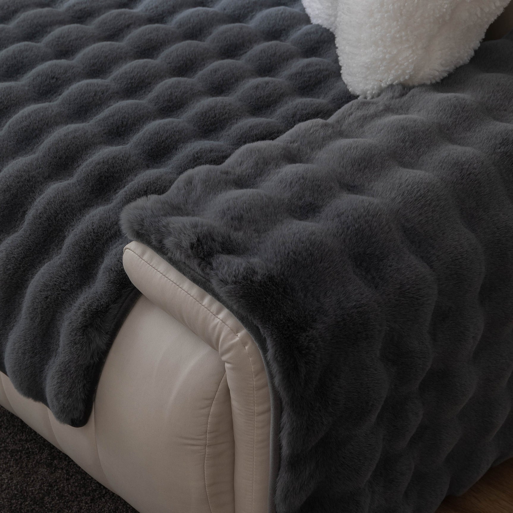 Thick Sofa Cushion Solid Color Faux Fur Fluffy Sofa Cushion Non-Slip Couch Covers - Ornate Home