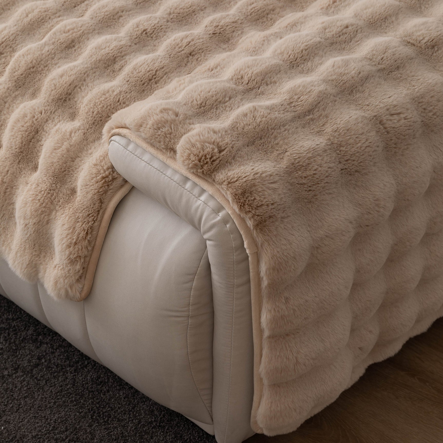 Thick Sofa Cushion Solid Color Faux Fur Fluffy Sofa Cushion Non-Slip Couch Covers - Ornate Home