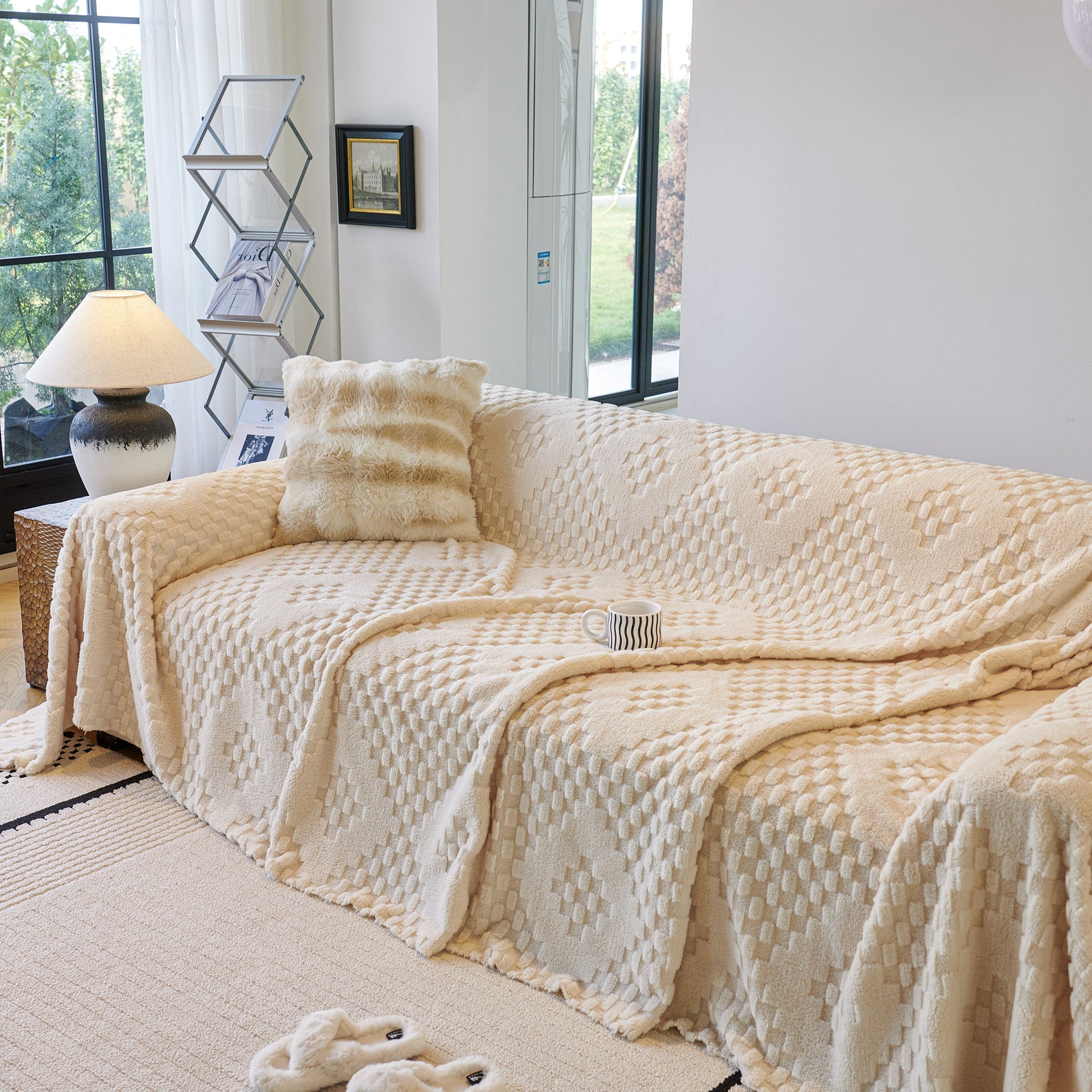 Thickened 3D Plush Premium Living Spaces Couch Covers Soft and Warm Couch Protector Blanket - Ornate Home
