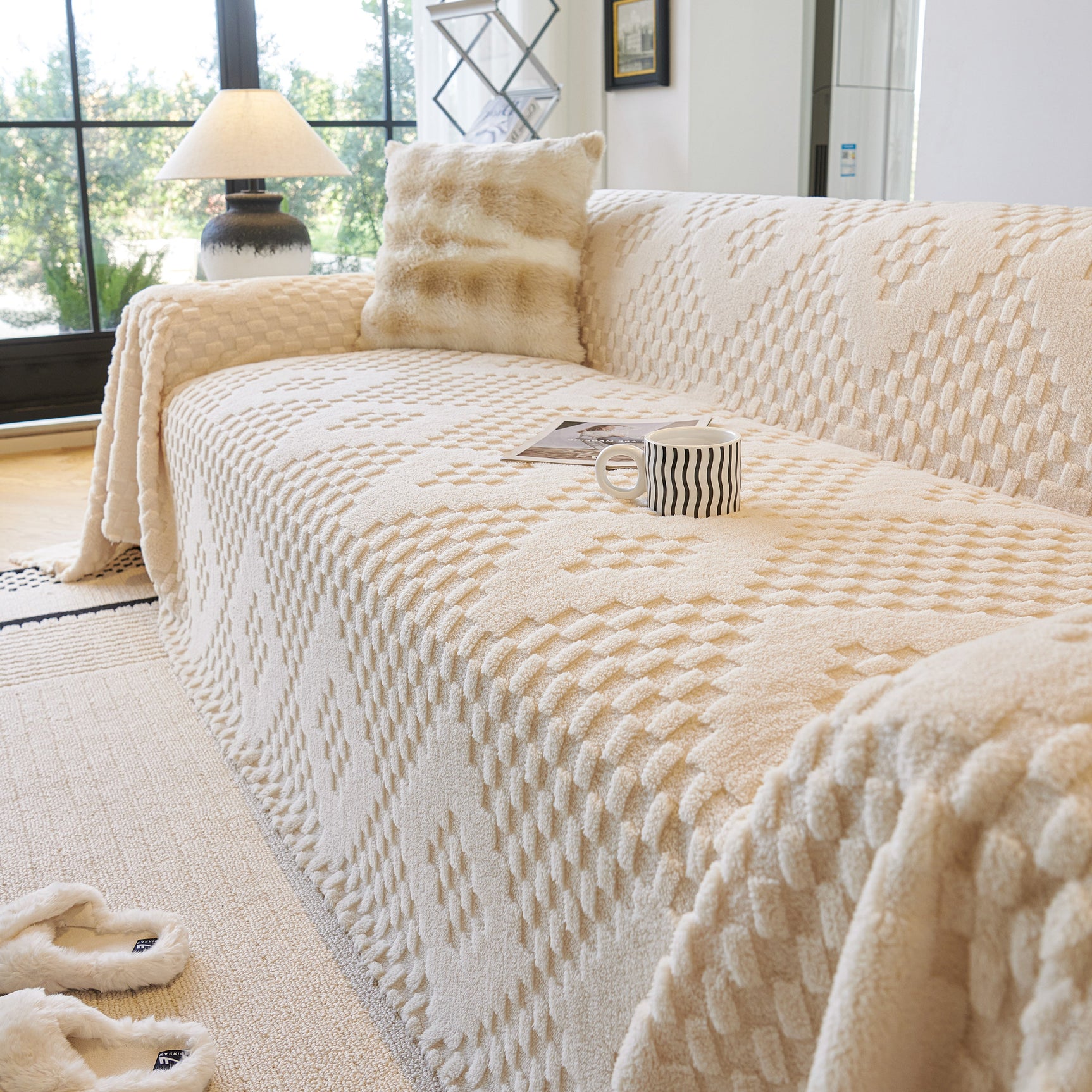 Thickened 3D Plush Premium Living Spaces Couch Covers Soft and Warm Couch Protector Blanket - Ornate Home