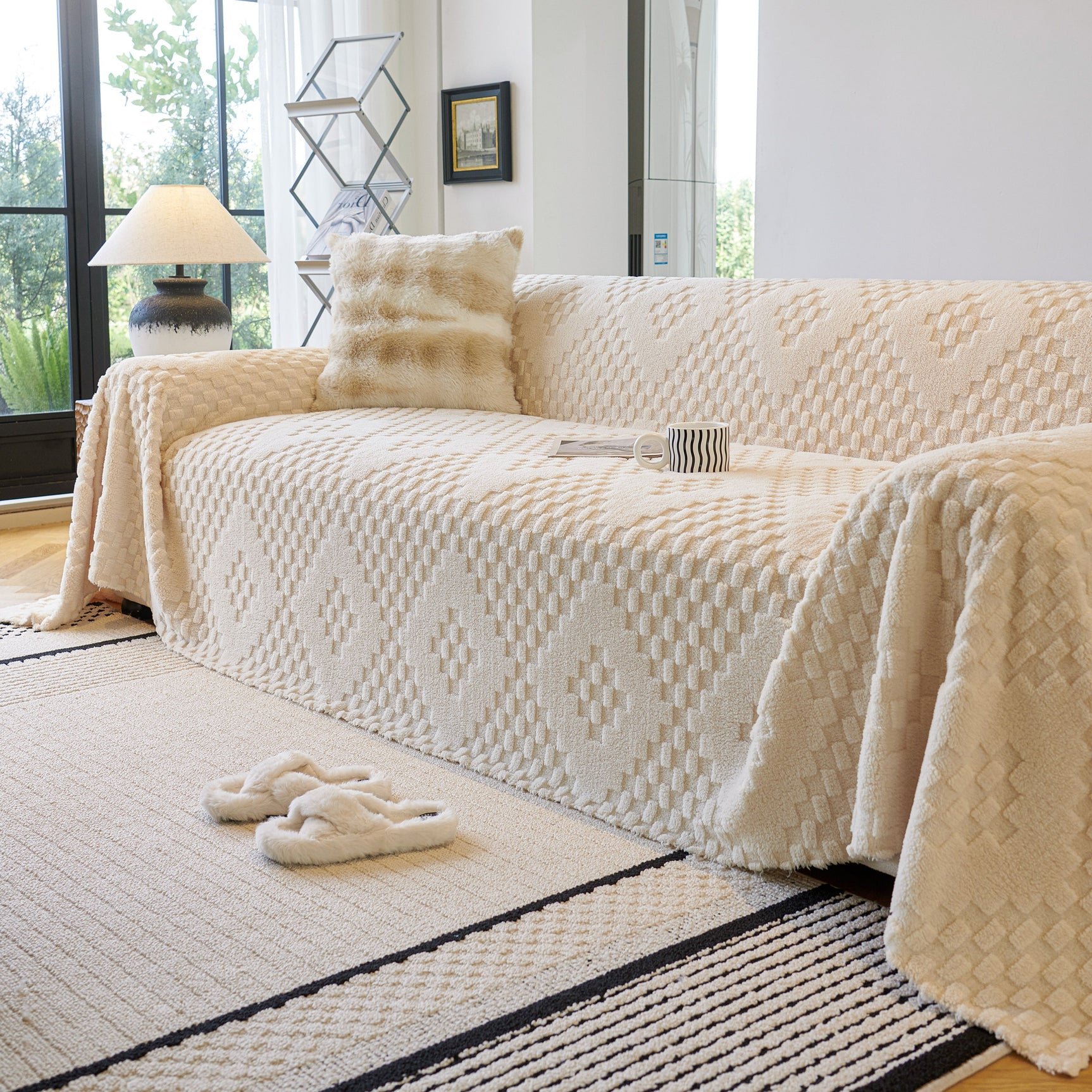 Thickened 3D Plush Premium Living Spaces Couch Covers Soft and Warm Couch Protector Blanket - Ornate Home