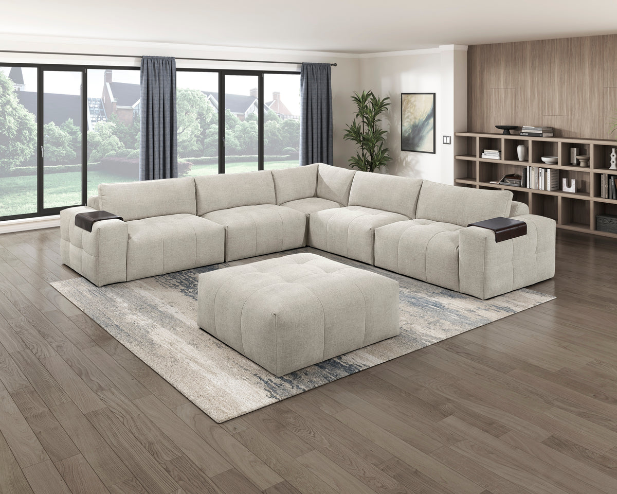 Tidal Beige Ottoman With Caster - Ornate Home