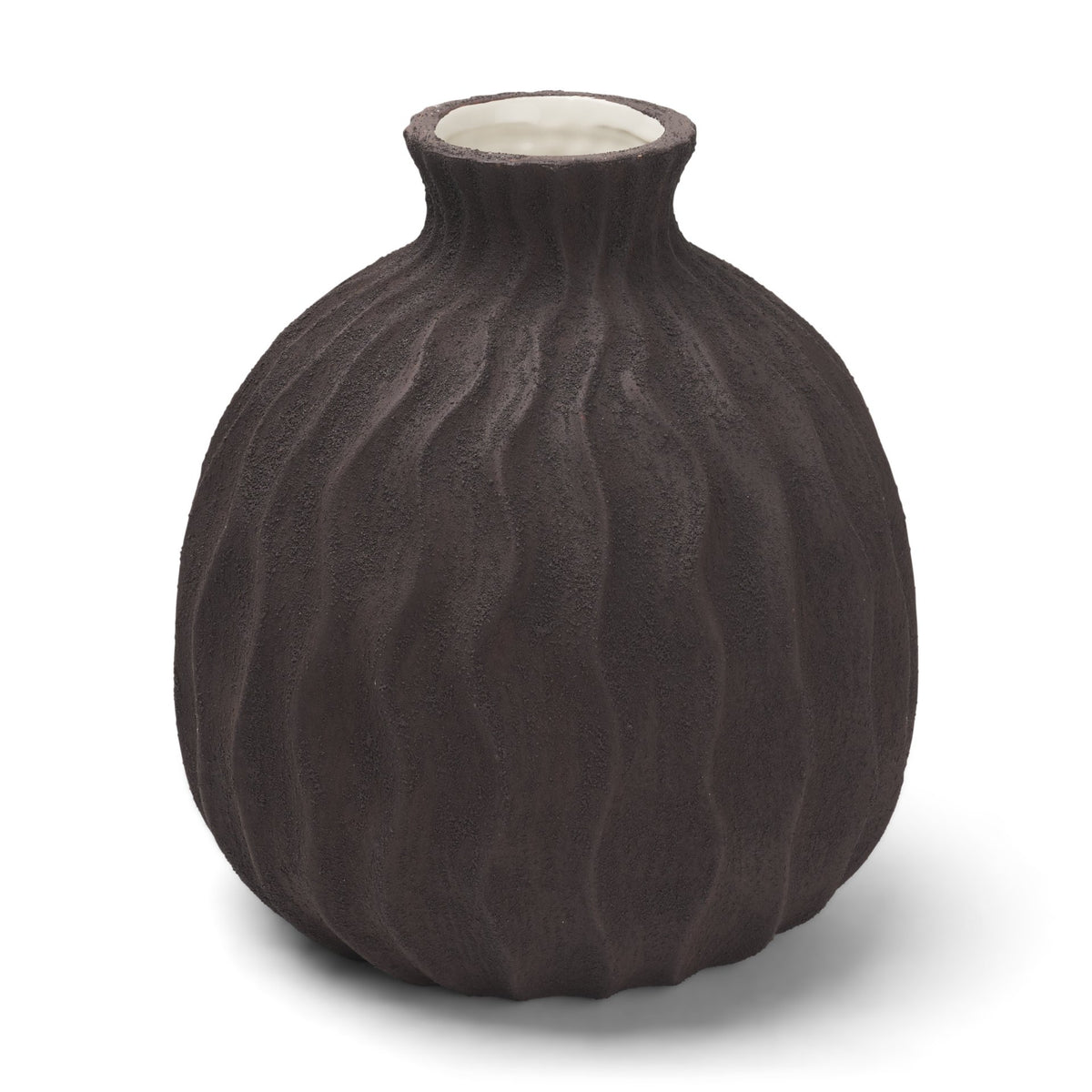Tidal Brown Medium Ceramic Rippled Decorative Vase - Ornate Home