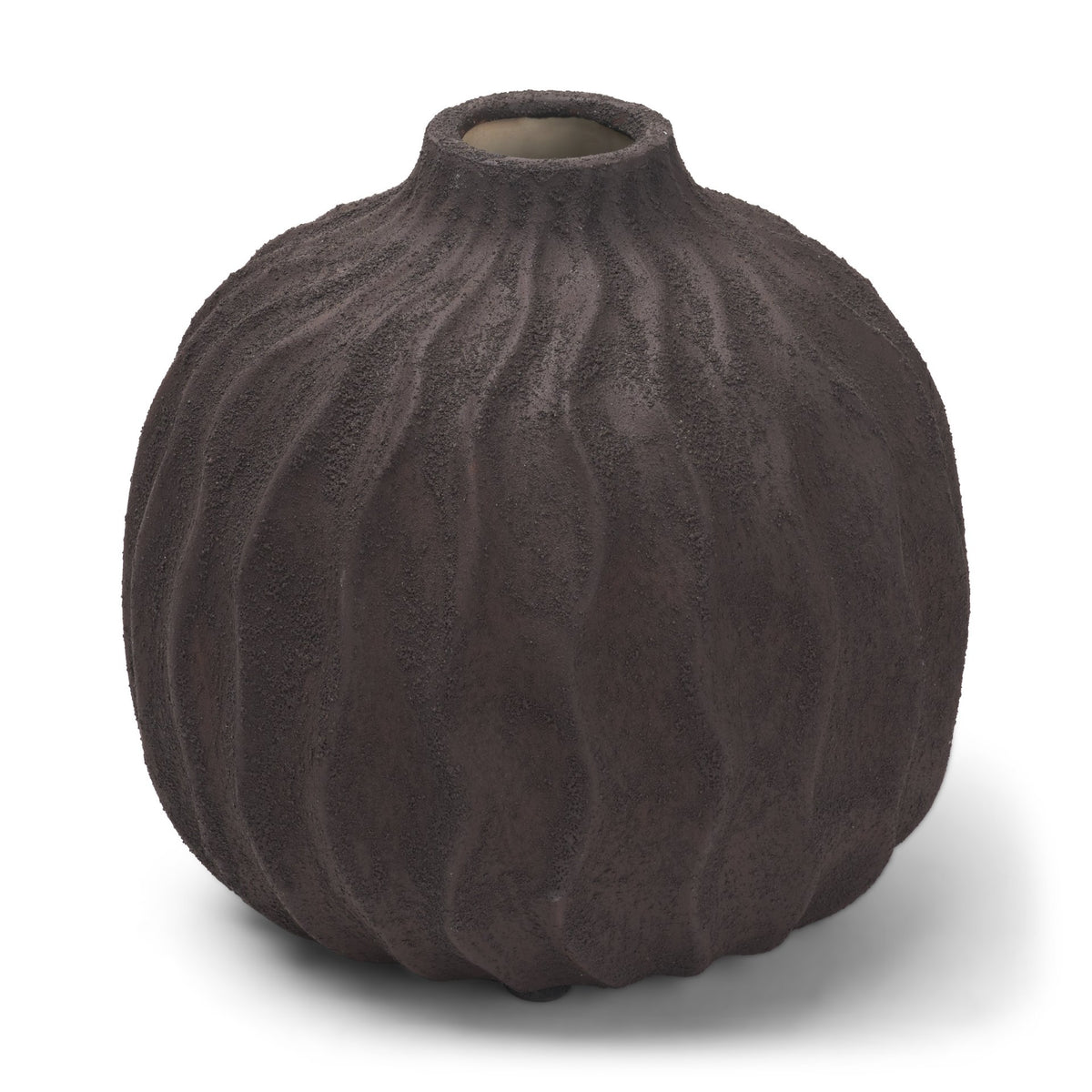 Tidal Brown Short Ceramic Rippled Decorative Vase - Ornate Home