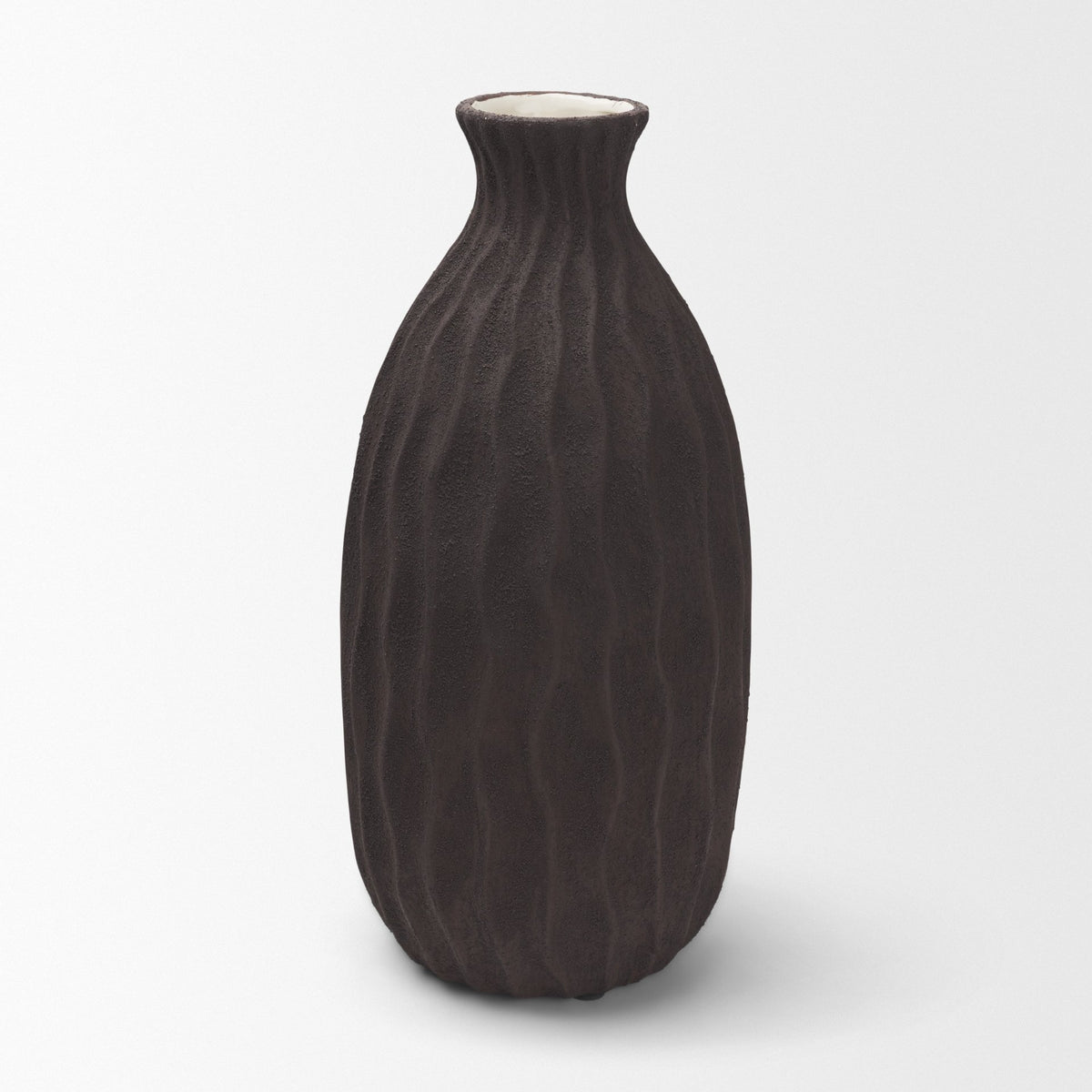 Tidal Brown Tall Ceramic Rippled Decorative Vase - Ornate Home