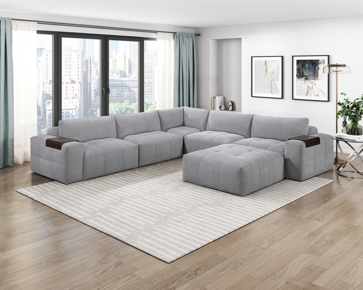 Tidal Gray Ottoman With Caster - Ornate Home