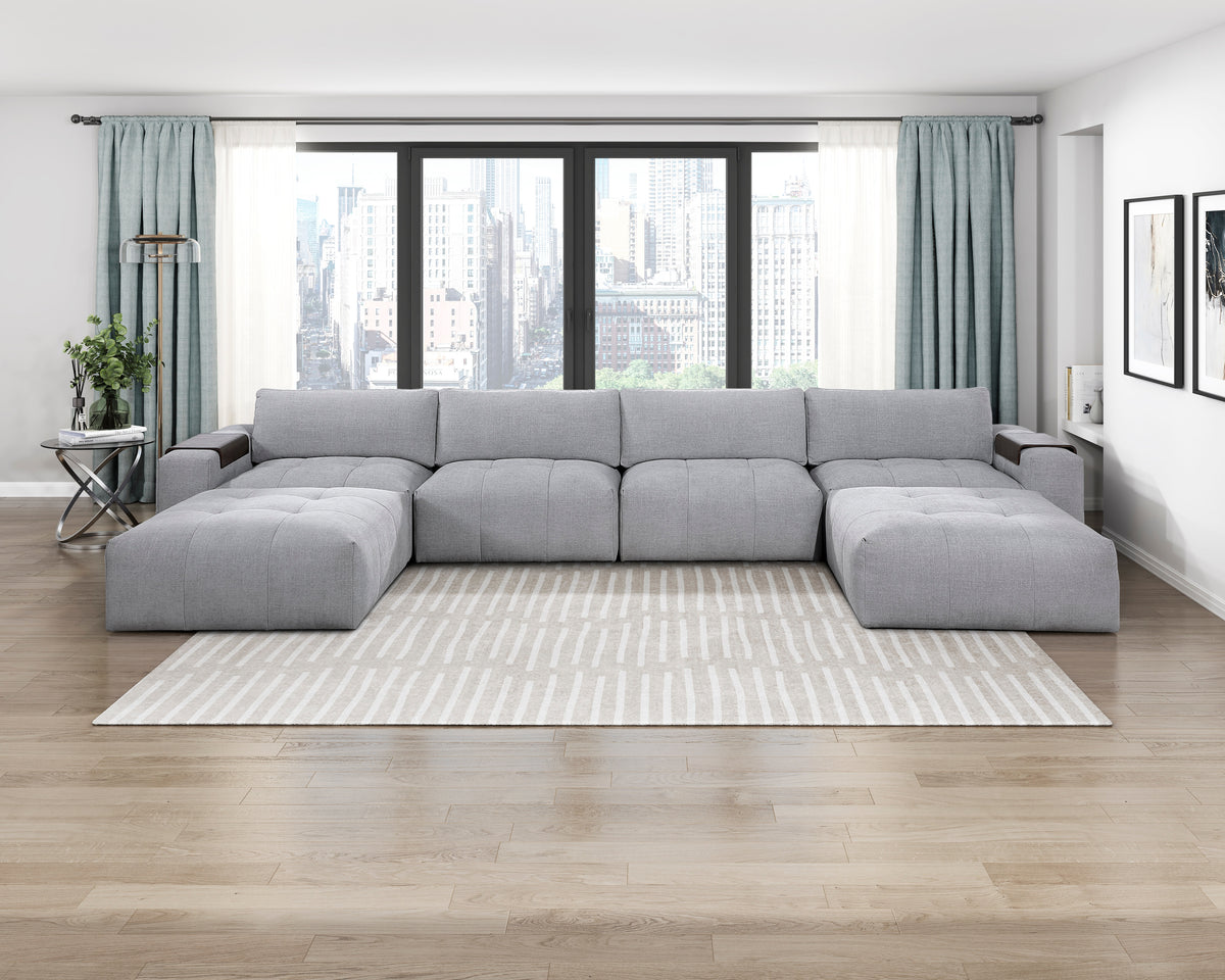 Tidal Gray Ottoman With Caster - Ornate Home