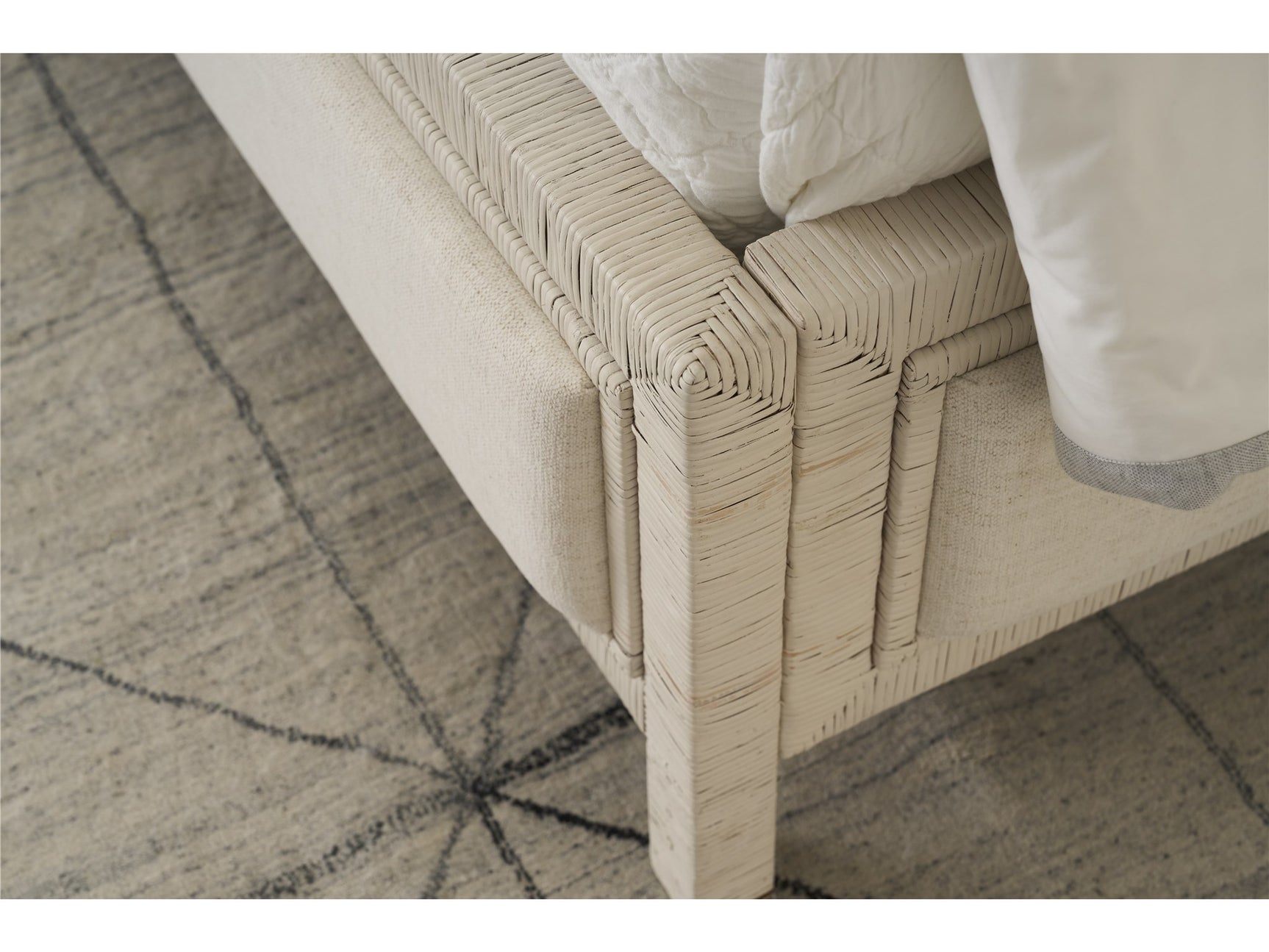 Tidal White Rattan/Nomad Snow Queen Bed - Ornate Home
