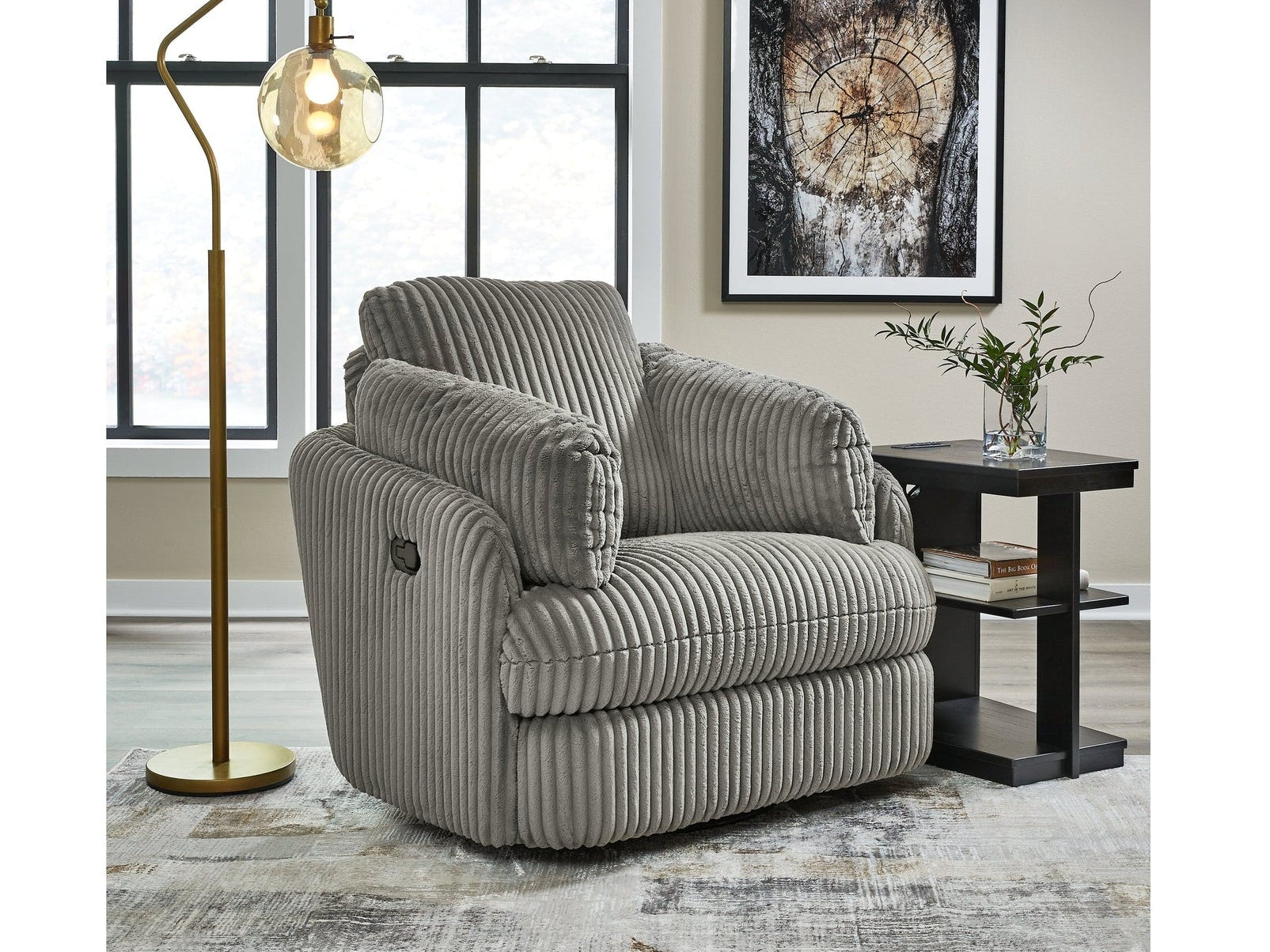 Lindyn Fog Swivel Glider Recliner (Online Special Price) - Ornate Home