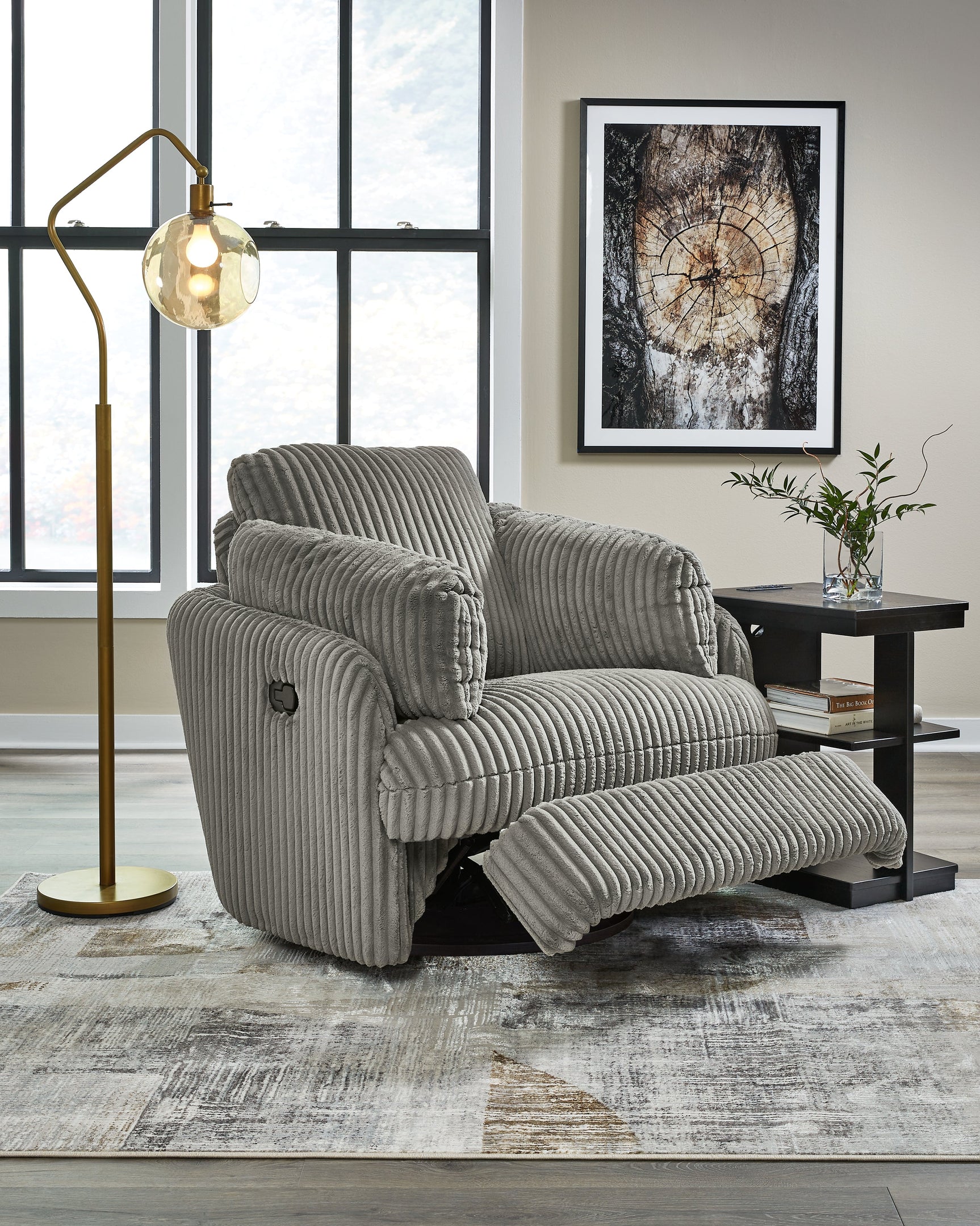 Lindyn Fog Swivel Glider Recliner (Online Special Price) - Ornate Home