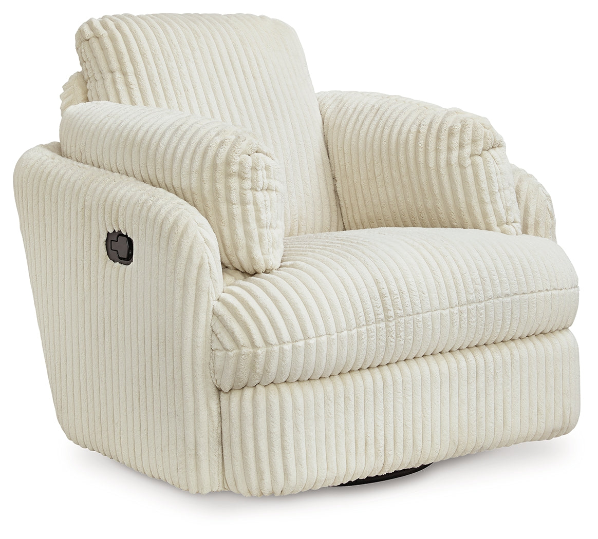 Tie-Breaker Ivory Swivel Glider Recliner - Ornate Home