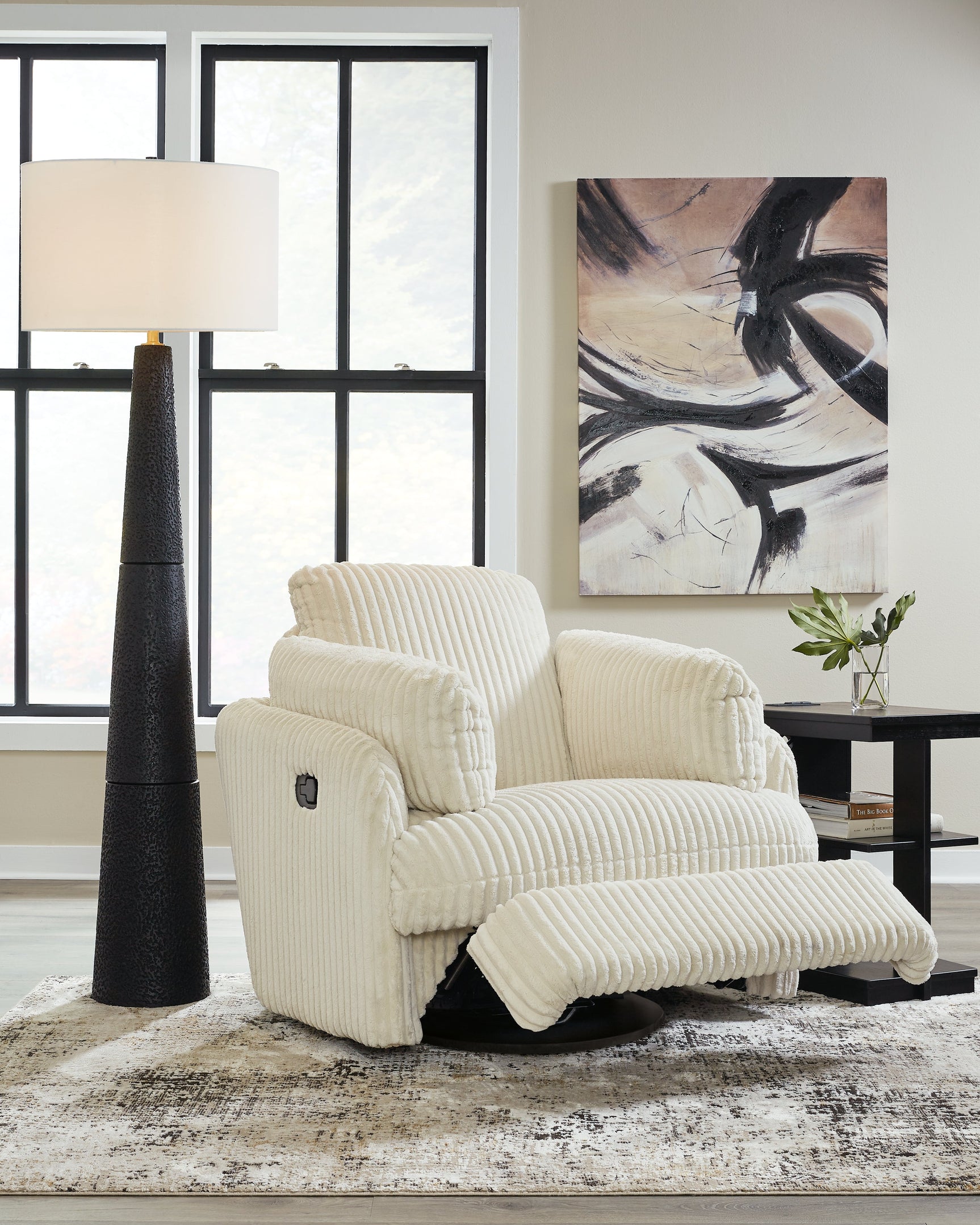 Lindyn Ivory Swivel Glider Recliner - Ornate Home
