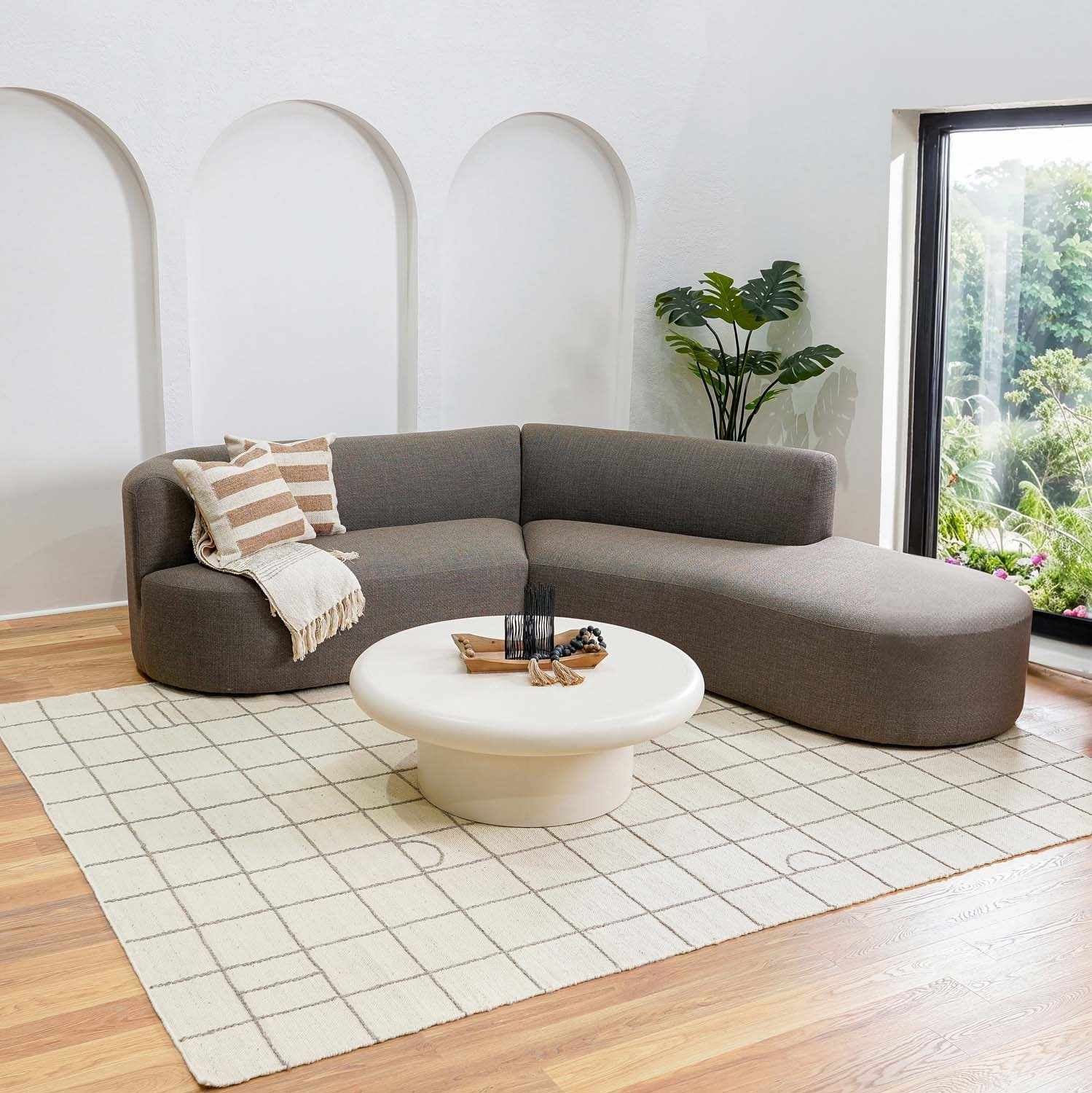 Tieve Black & White Grid Wool Rug - Clearance - Ornate Home