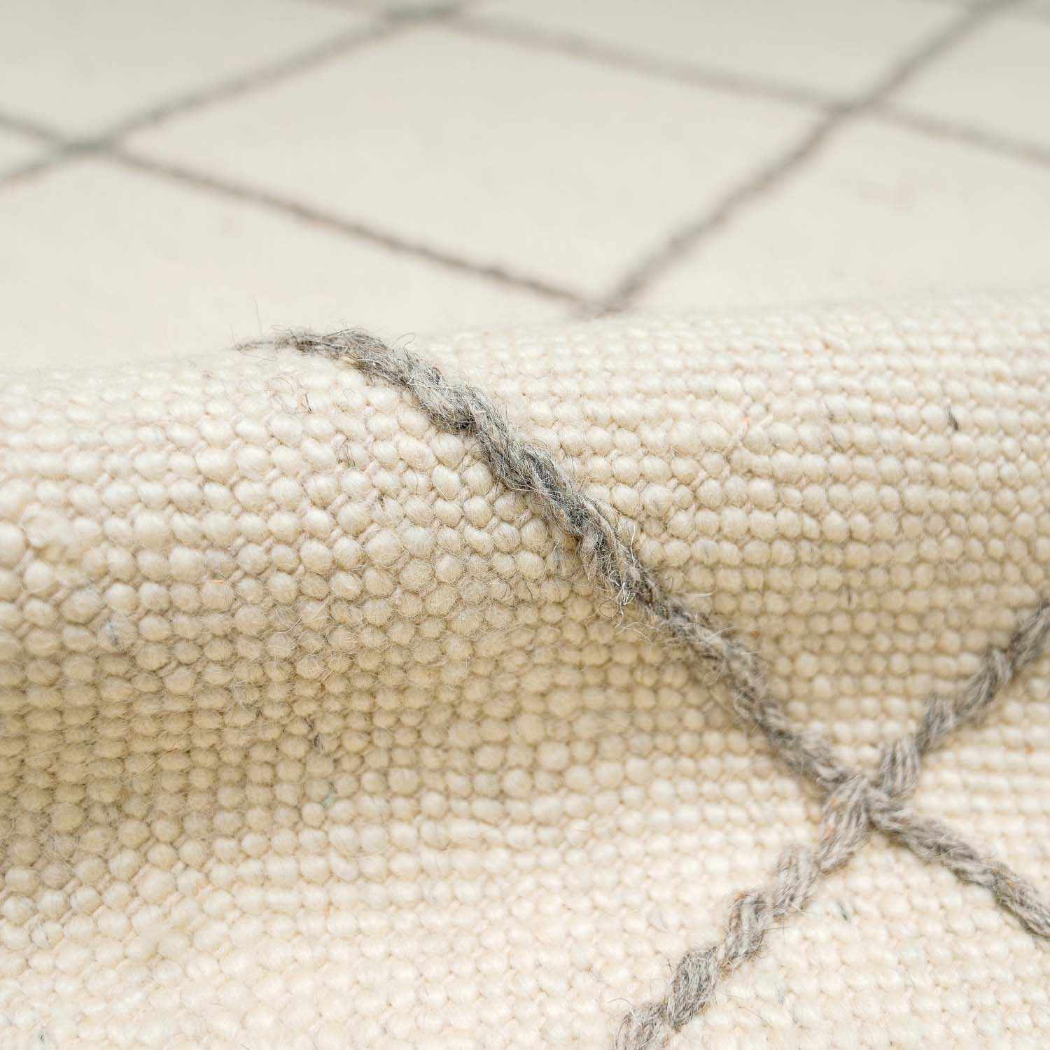 Tieve Black & White Grid Wool Rug - Clearance - Ornate Home