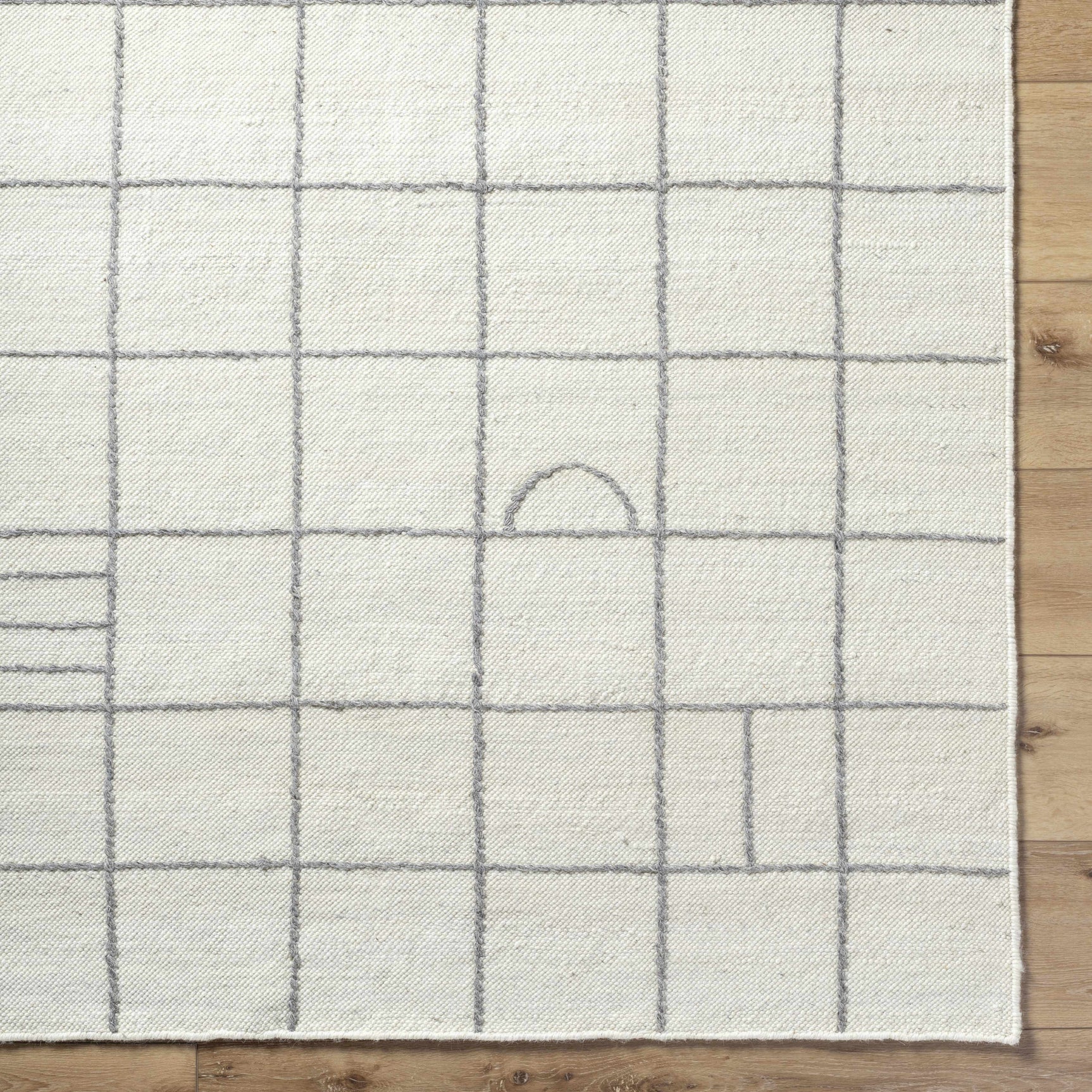 Tieve Black & White Grid Wool Rug - Clearance - Ornate Home