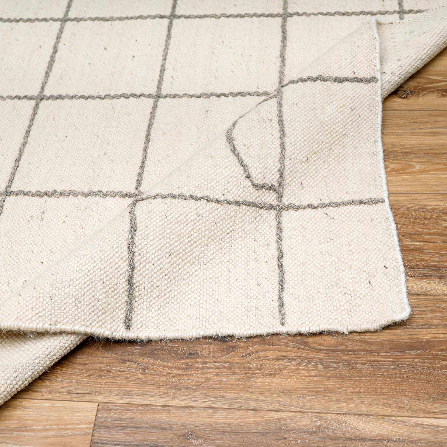 Tieve Black & White Grid Wool Rug - Ornate Home