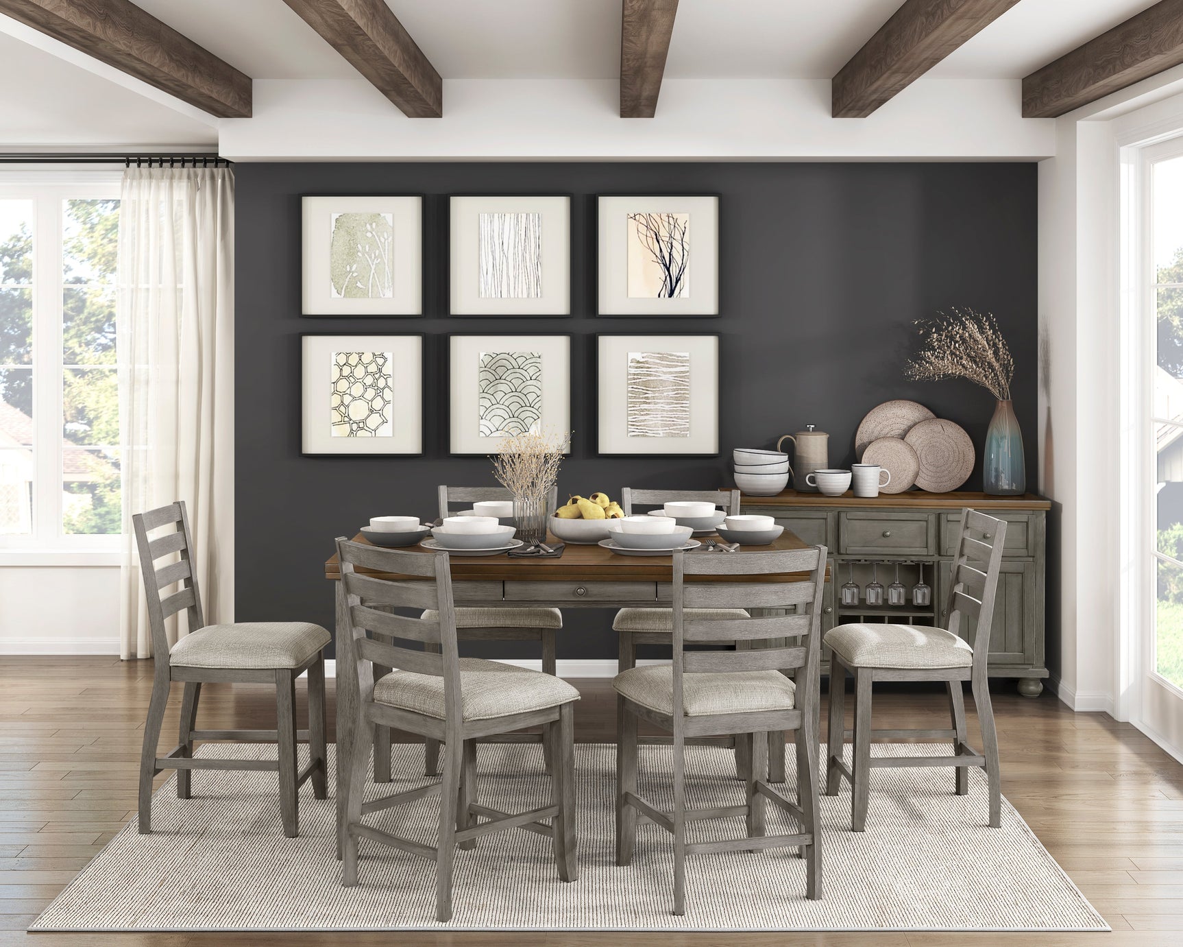 Tigard Gray/Beige Counter Height Chair (Set of 2) - Ornate Home