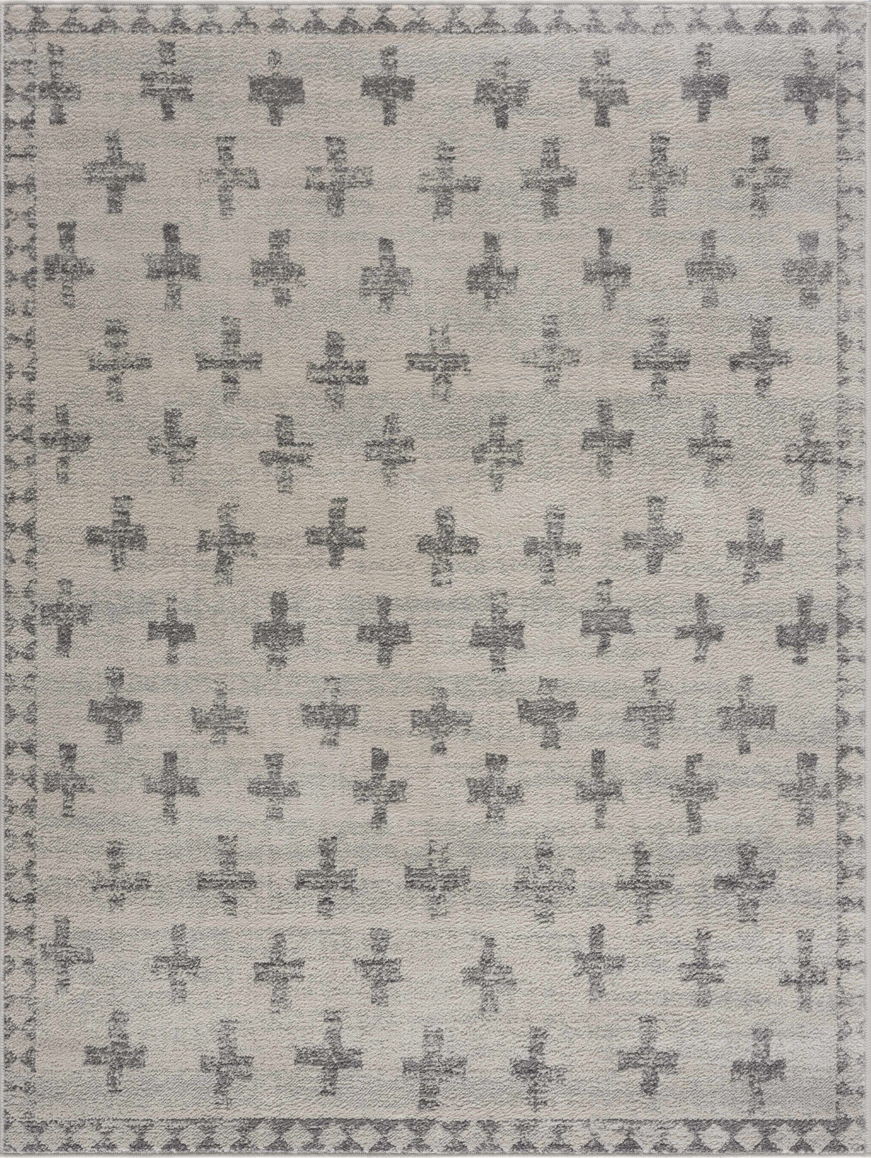 Tigris Swiss Cross Ivory&Gray Area Rug - Ornate Home