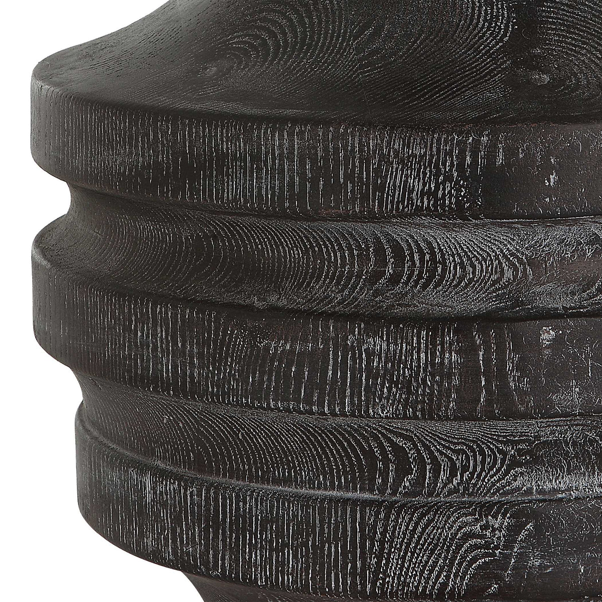 Timber Black Carved Wood Table Lamp - Ornate Home