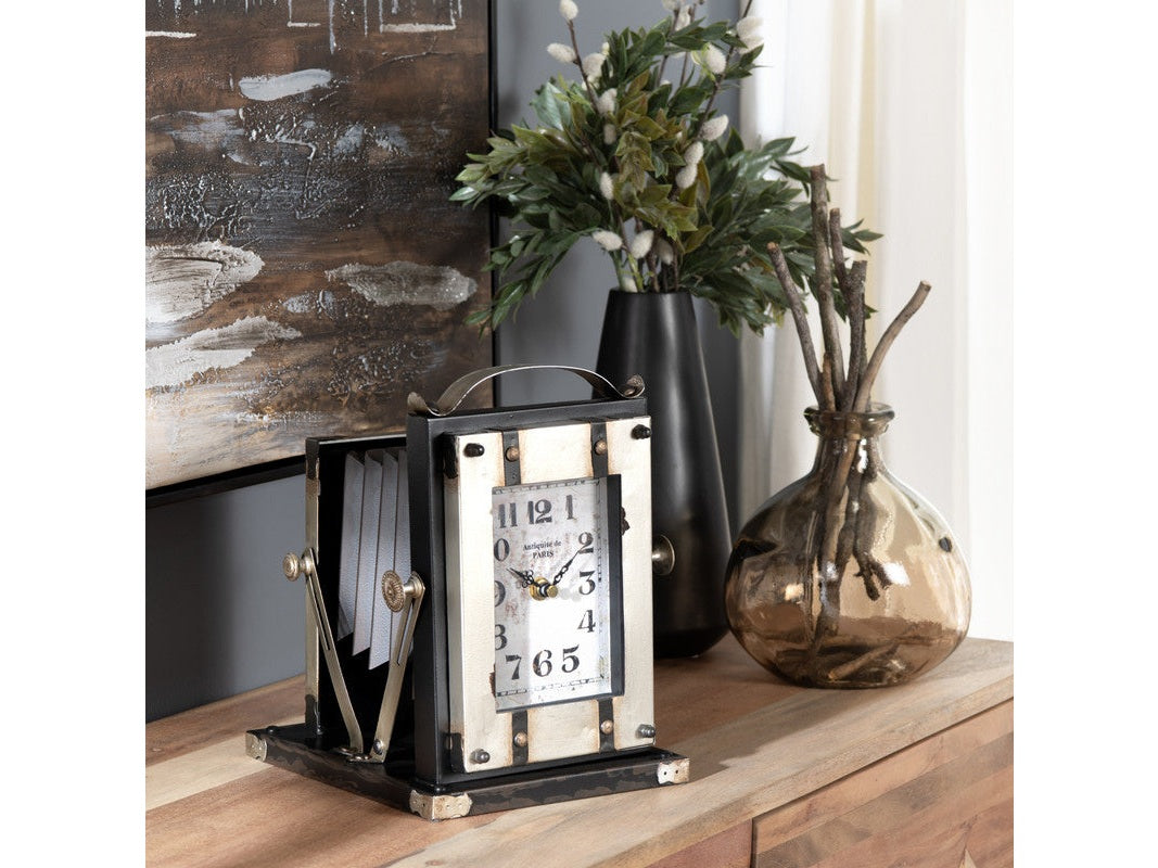Time Flash Black/Brown Table Clock - Ornate Home