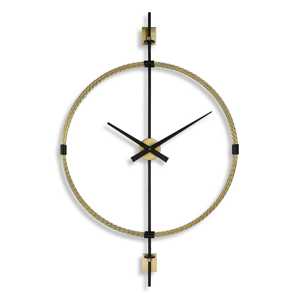 Time Flies Black/Brass Modern Wall Clock - Ornate Home