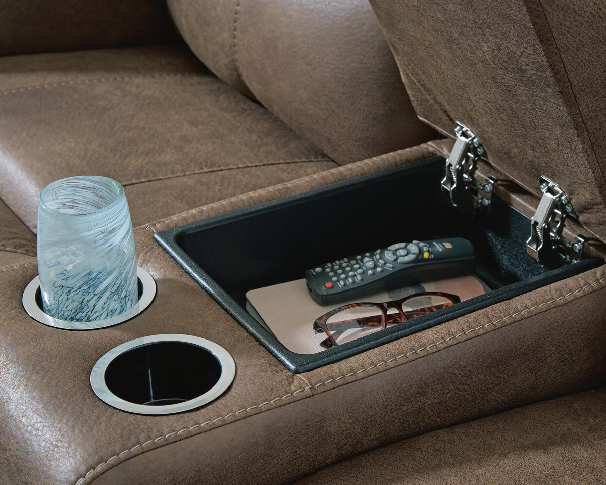 Time-Piece Earth Power Reclining Loveseat with Console - Ornate Home