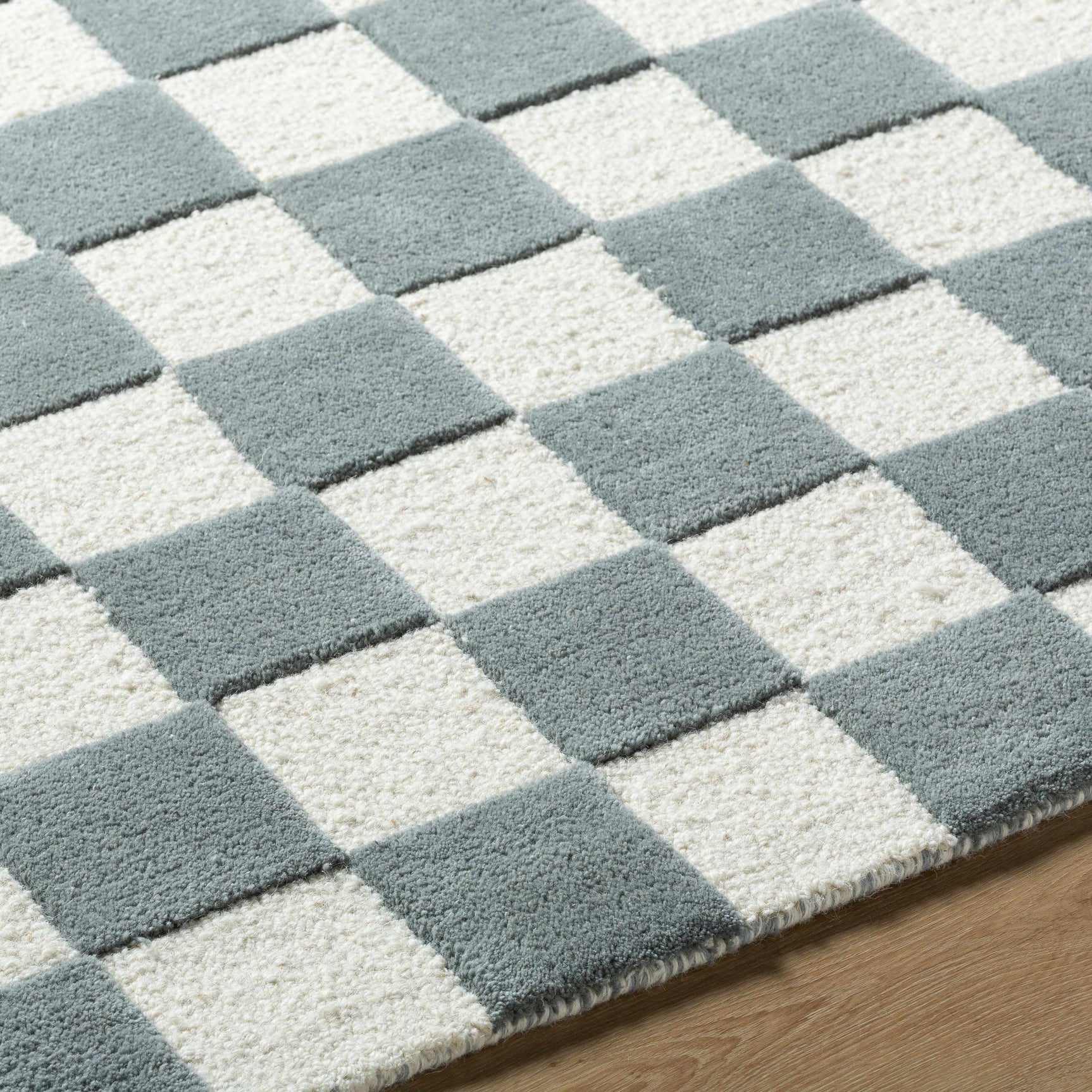 Timin Blue Gray Checkered Area Rug - Ornate Home