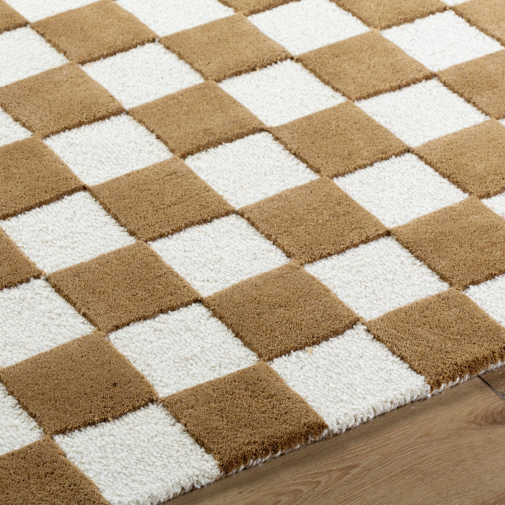 Timin Camel Checkered Area Rug - Clearance - Ornate Home