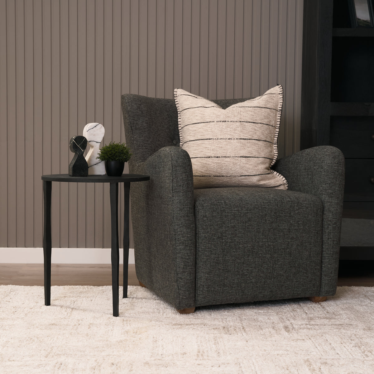 Timothy Black Ebony Iron Side Table - Ornate Home