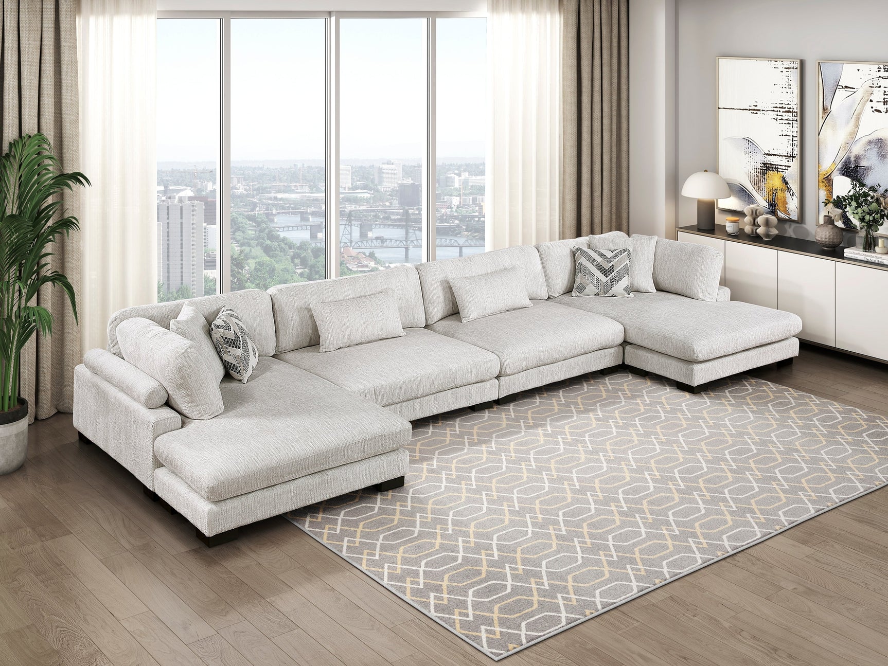 Tinley Beige 4-Piece Modular Sectional with Double Chaise - Ornate Home