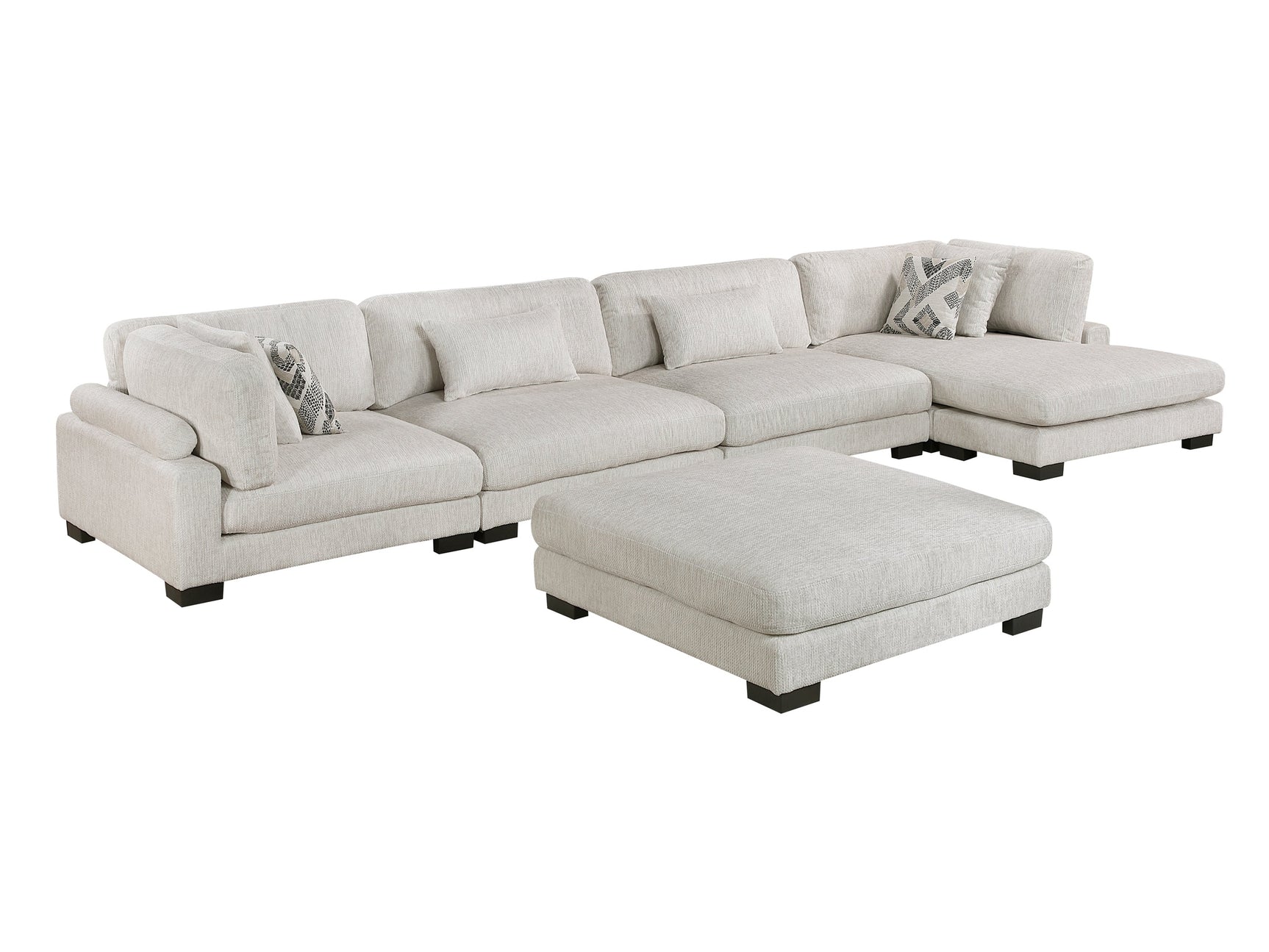 Tinley Beige 5-Piece Modular Sectional with Chaise and Ottoman - Ornate Home