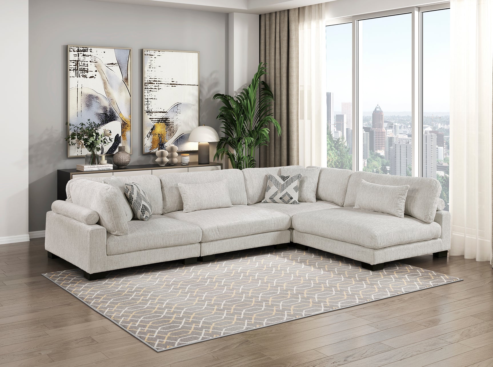 Tinley Beige Modular Armless Chair - Ornate Home