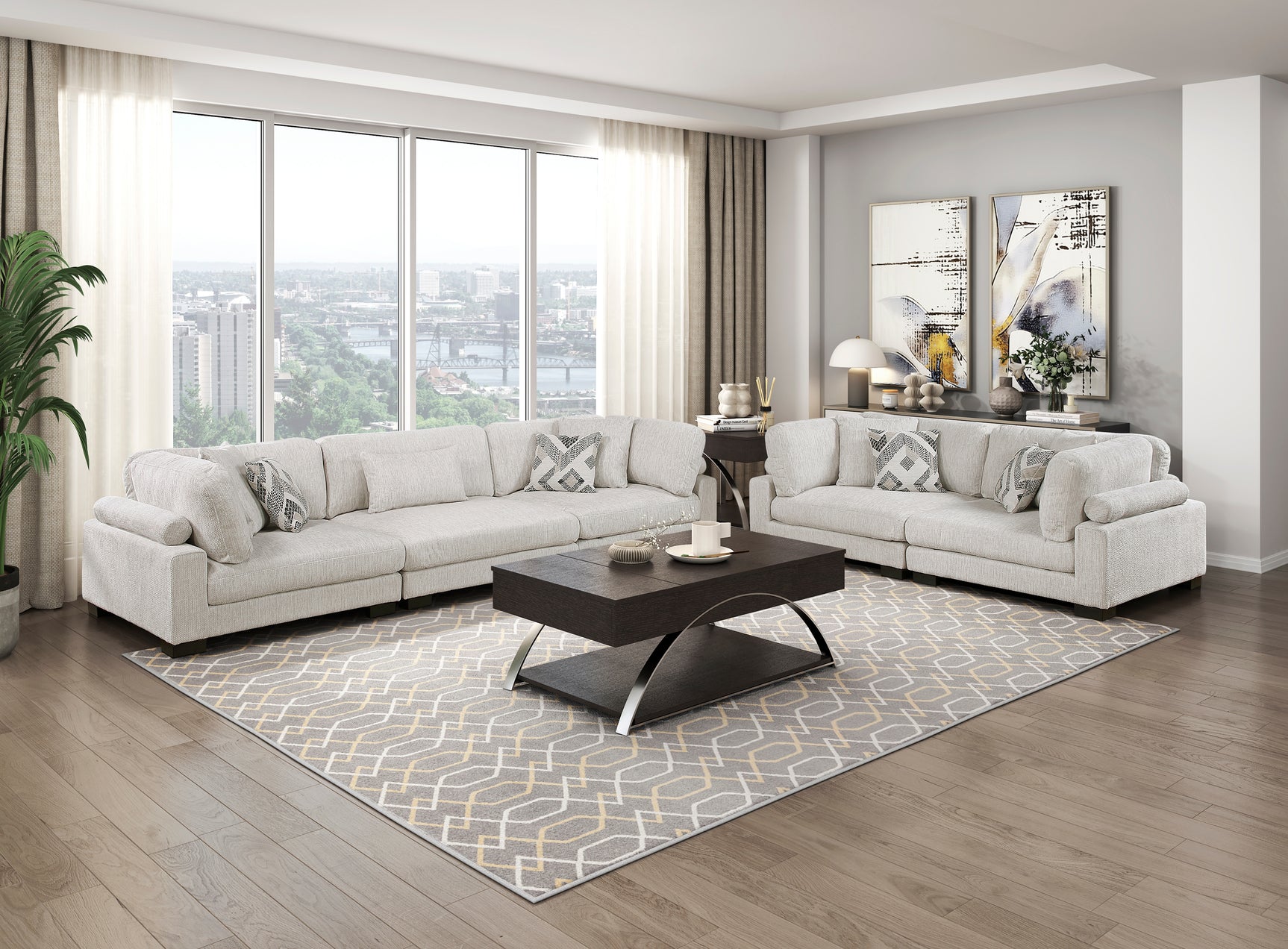 Tinley Beige Modular Loveseat Sectional - Ornate Home