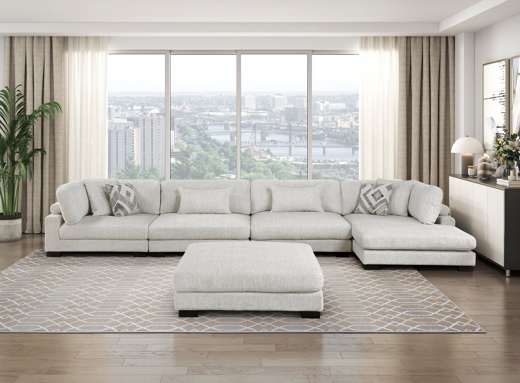 Tinley Beige Ottoman - Ornate Home