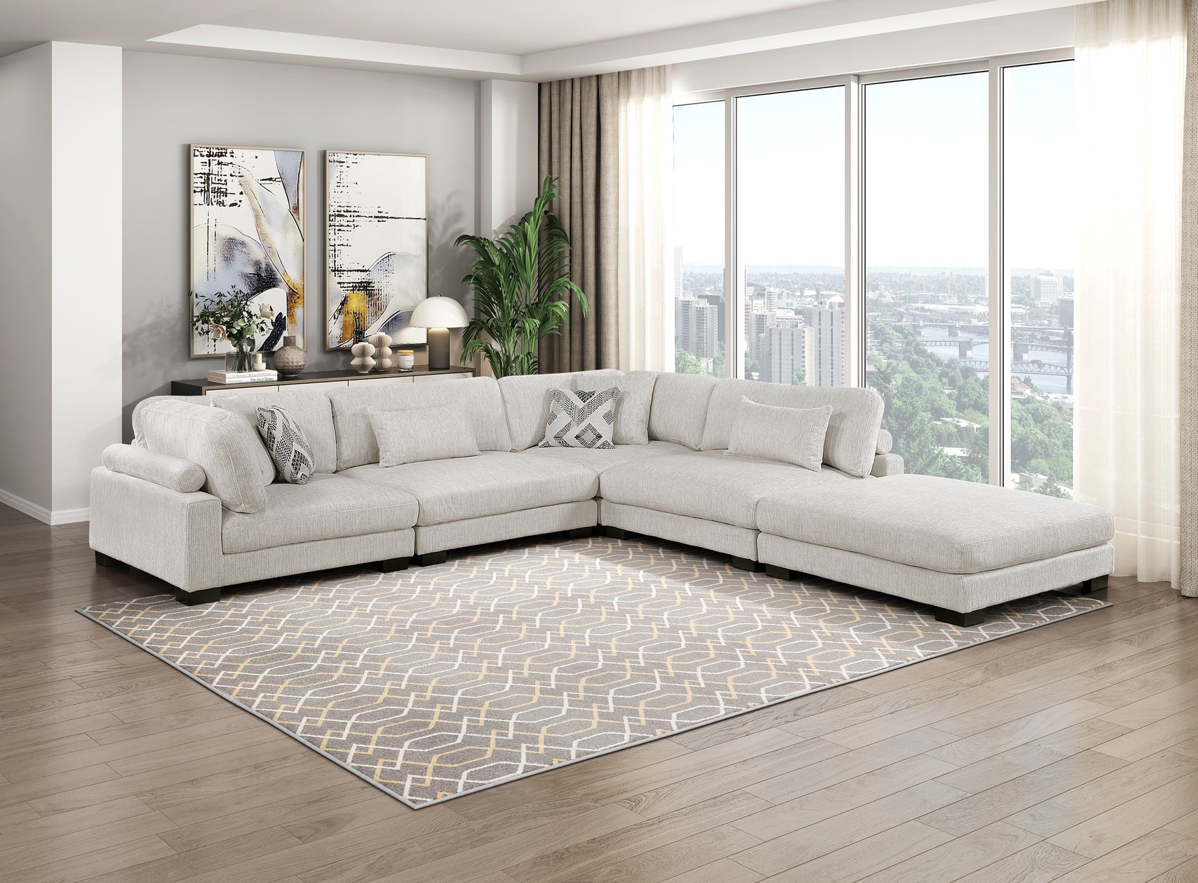 Tinley Beige Ottoman - Ornate Home