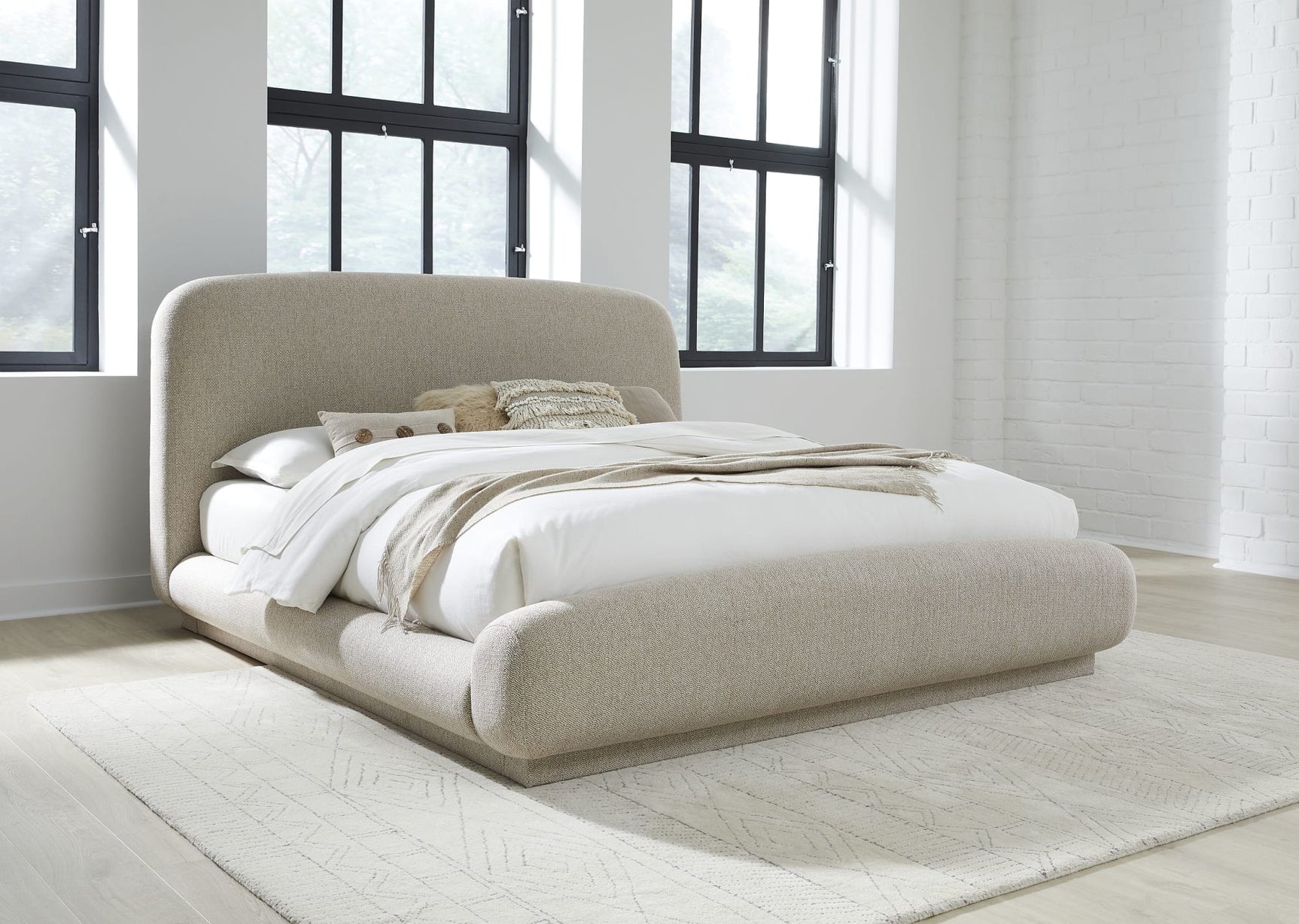 Tirimbina Hyena Queen Chenille Upholstered Platform Bed - Ornate Home