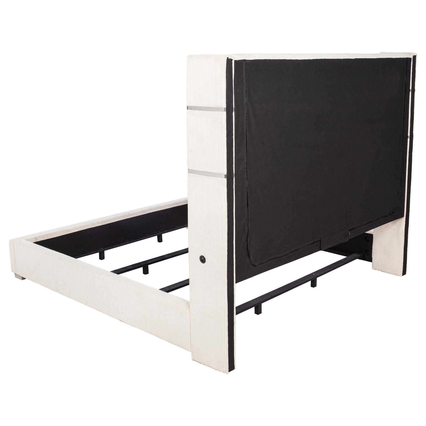 Tisdall Cream Upholstered Eastern King Flame Visualizer Bed - Ornate Home