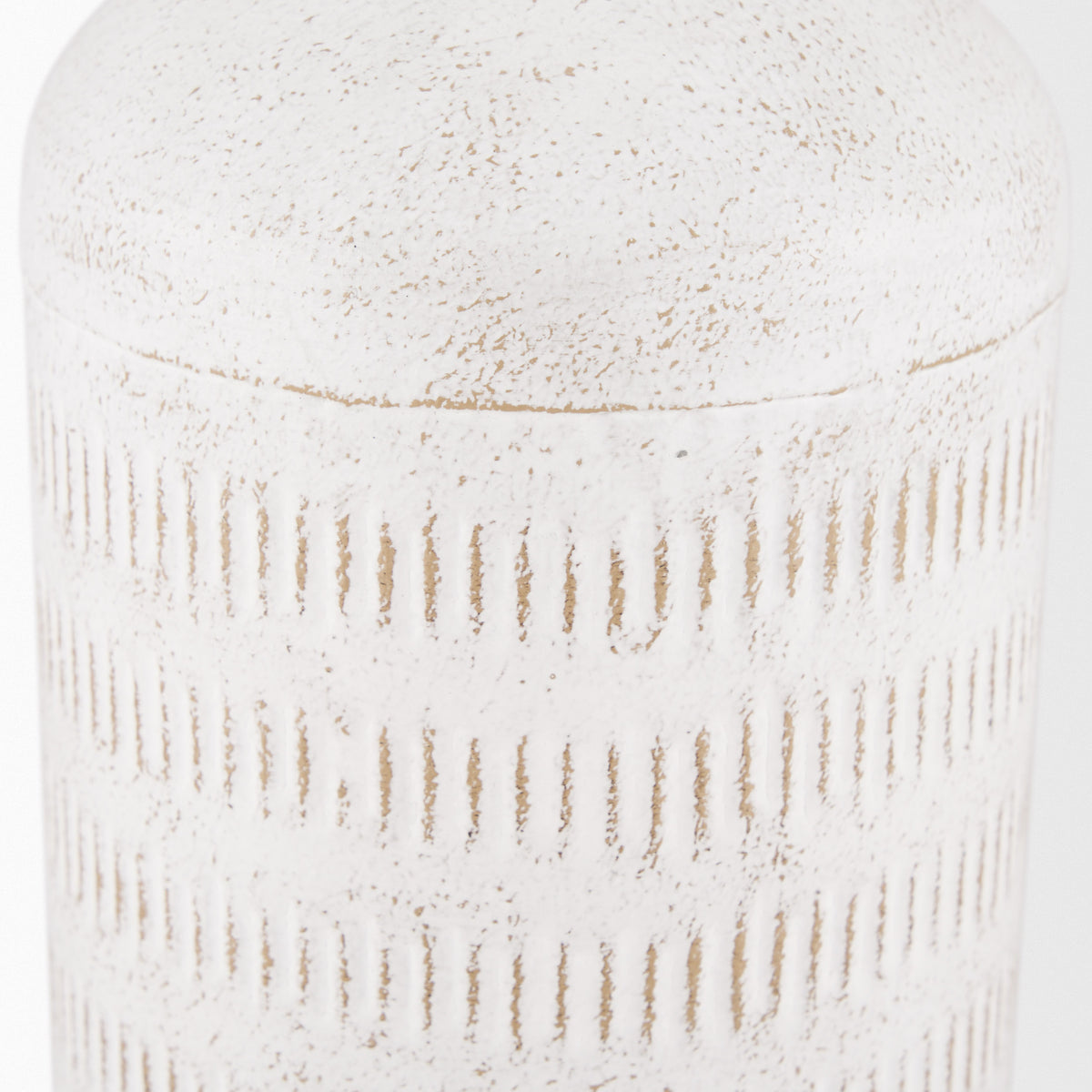 Tisha White Large with Terracotta Distressing Metal Vase - Ornate Home