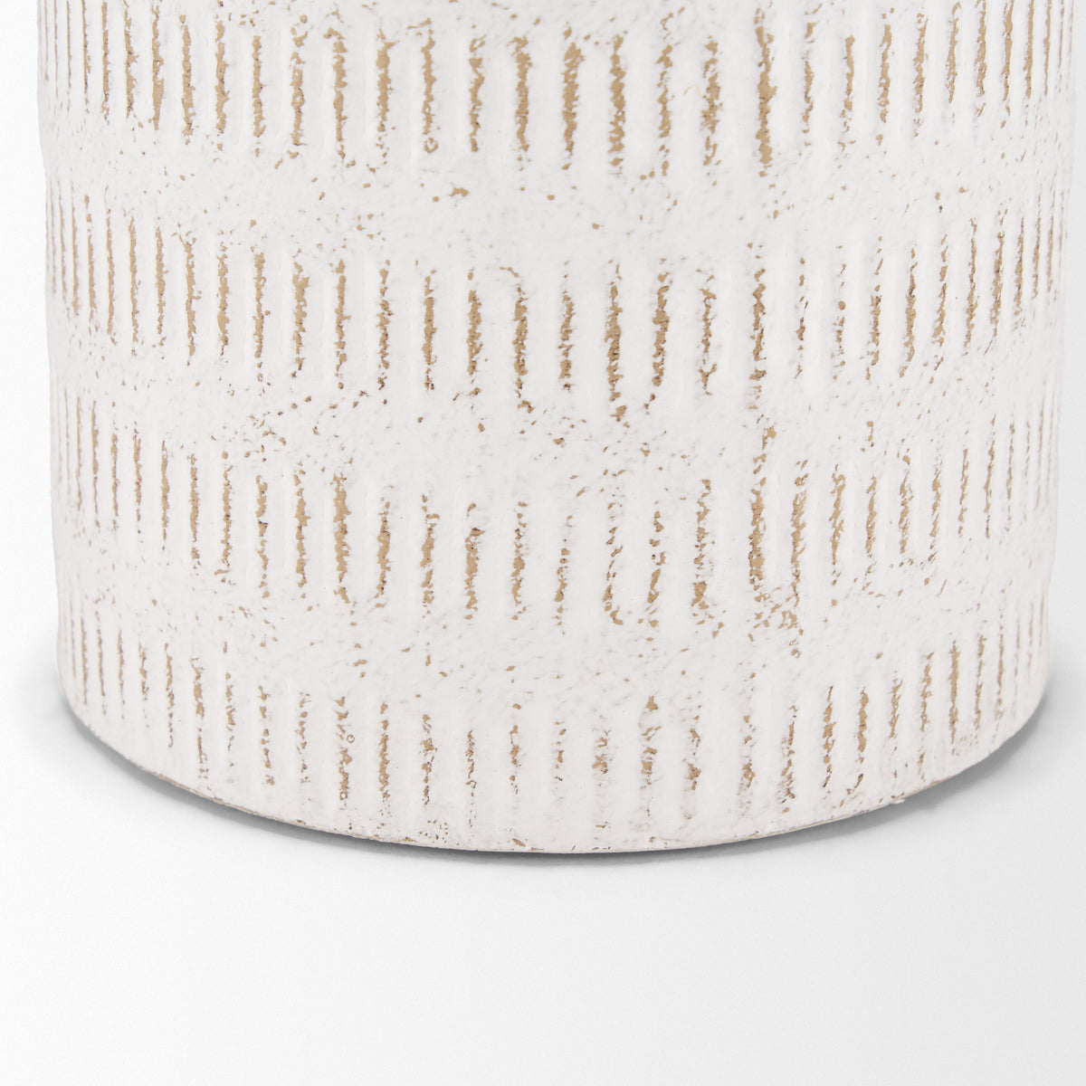 Tisha White Large with Terracotta Distressing Metal Vase - Ornate Home