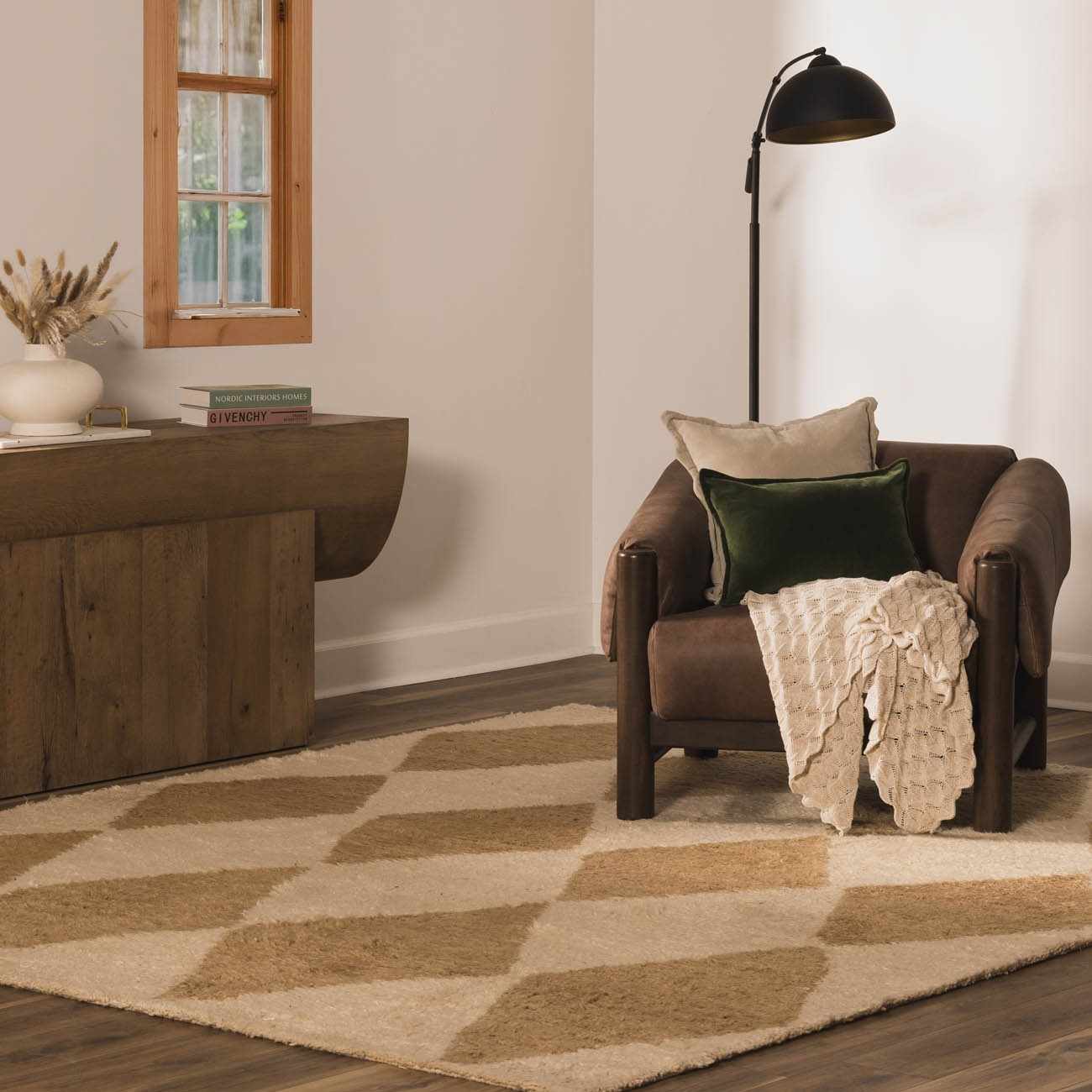Tivka Diamond Checkered Wool Rug - Ornate Home